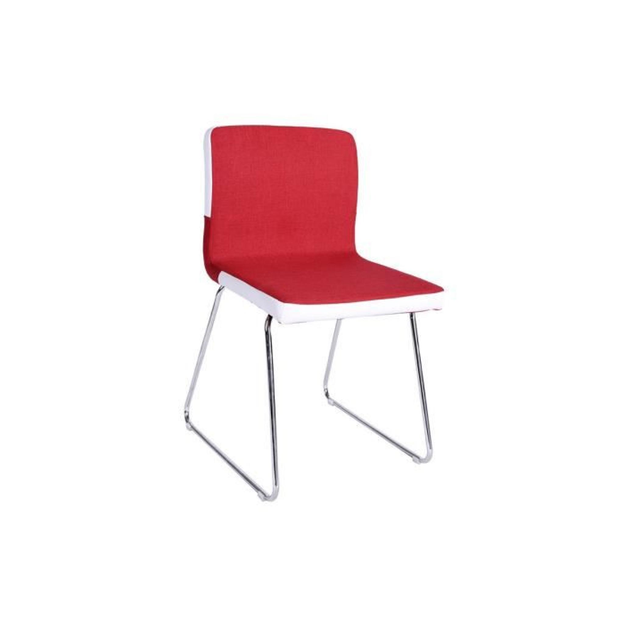 Chaise blanche rouge piétement chromé / PU Tissu PORTLAND