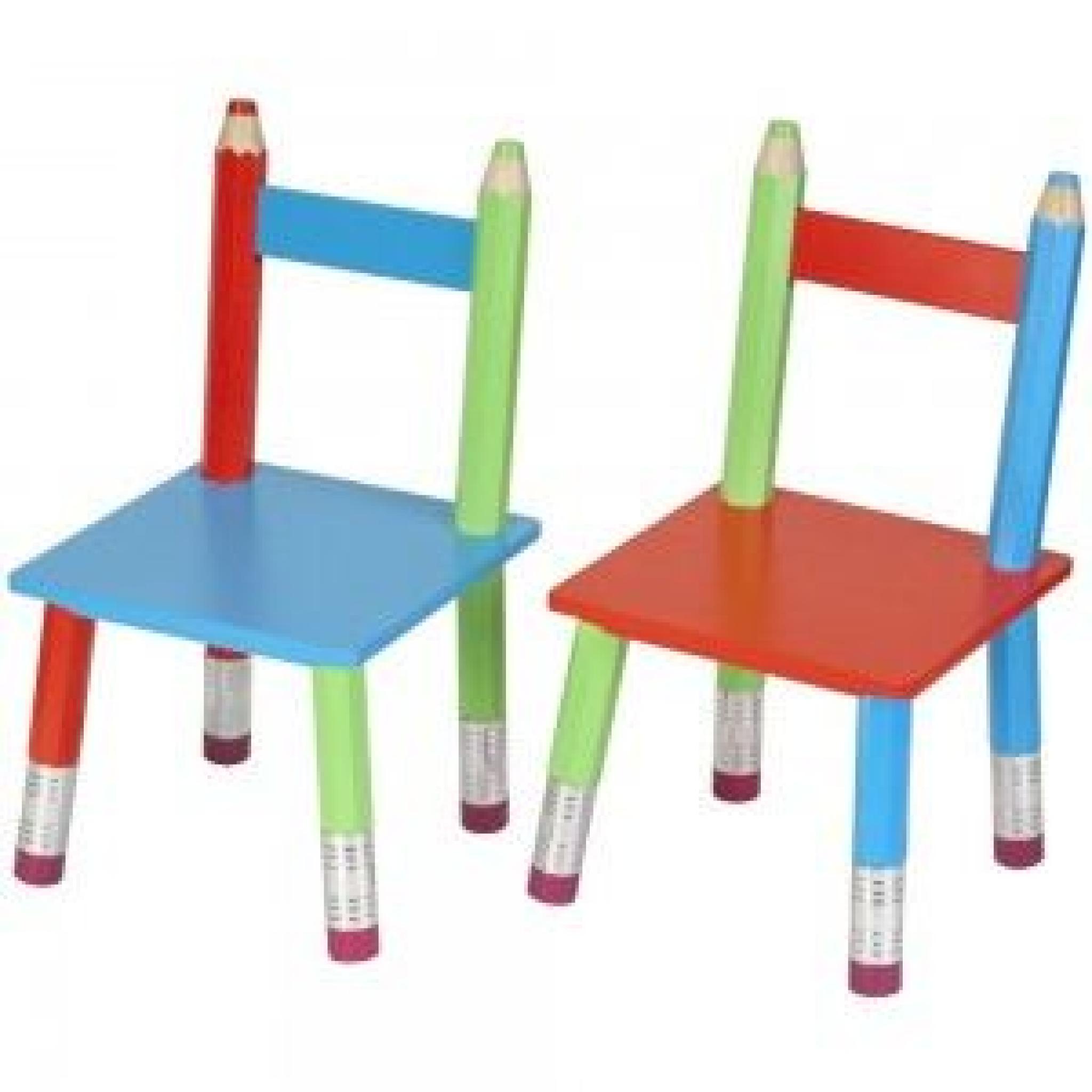Chaise design Crayon (X2) Multicolore Matière Bois