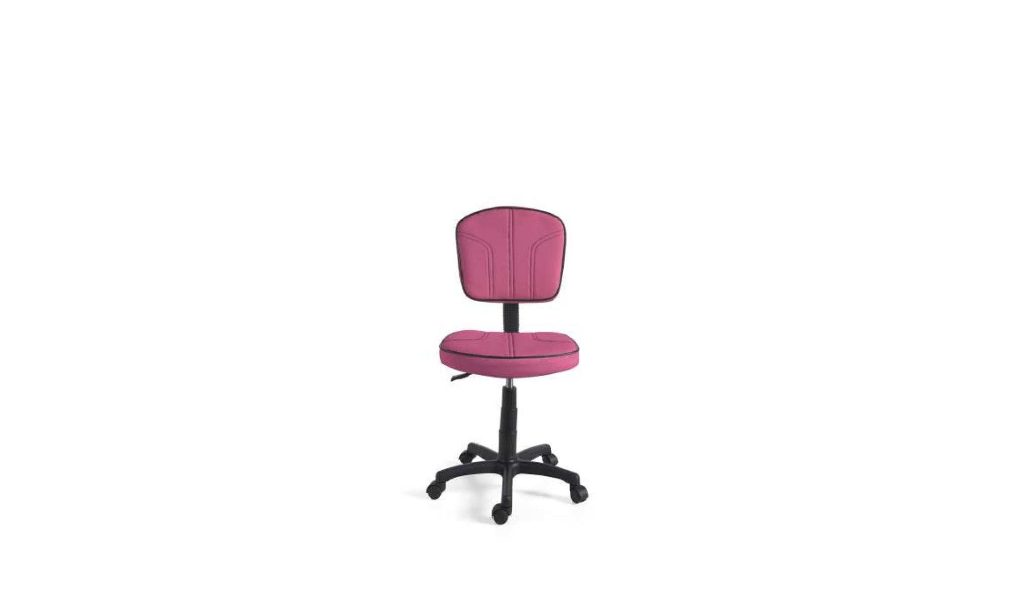 chaise bureau avec roulettes, 100% acrylique, coloris rose