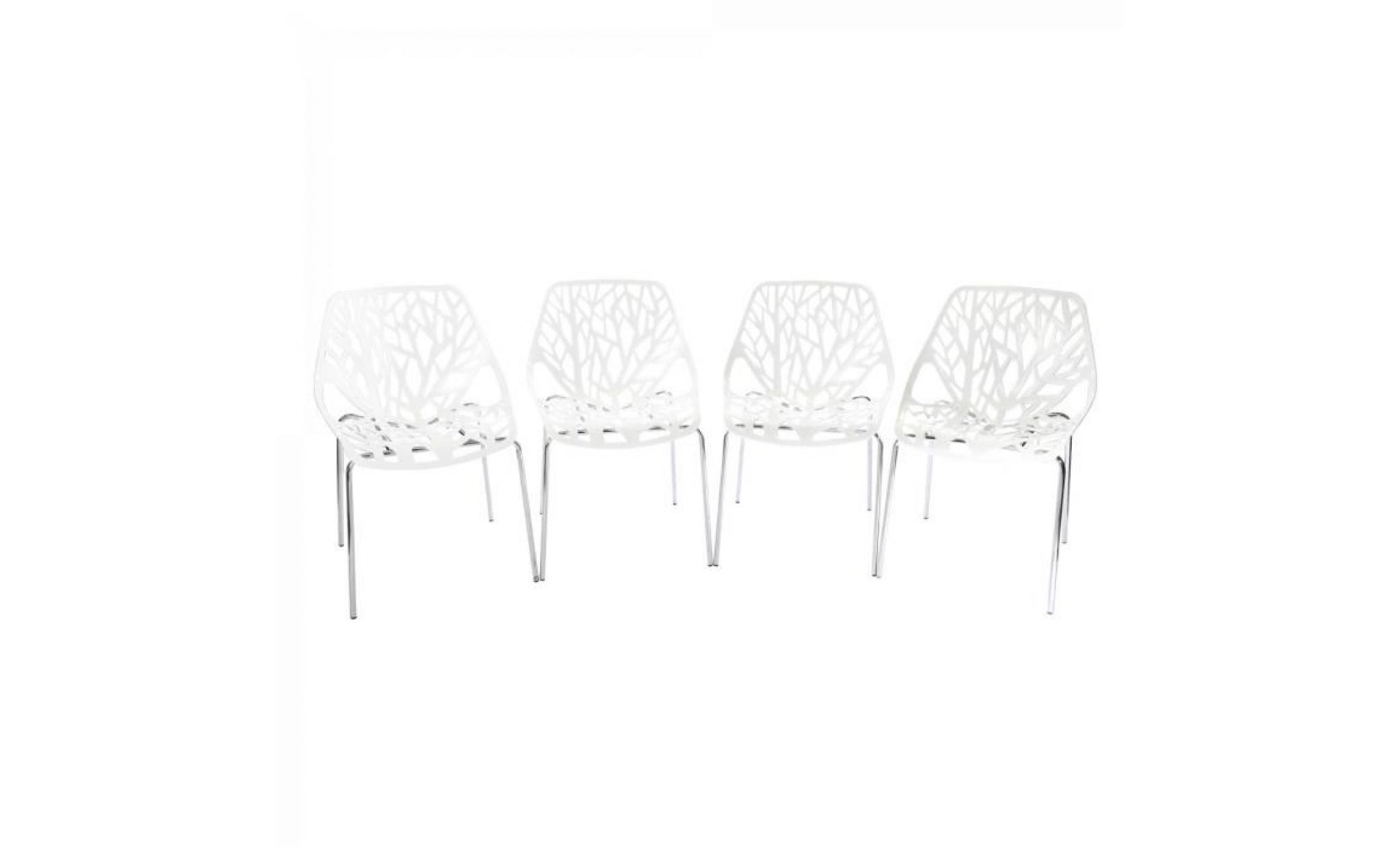 MY SIT Chaise Design Caluna Ensemble de 4 Blanc pas cher