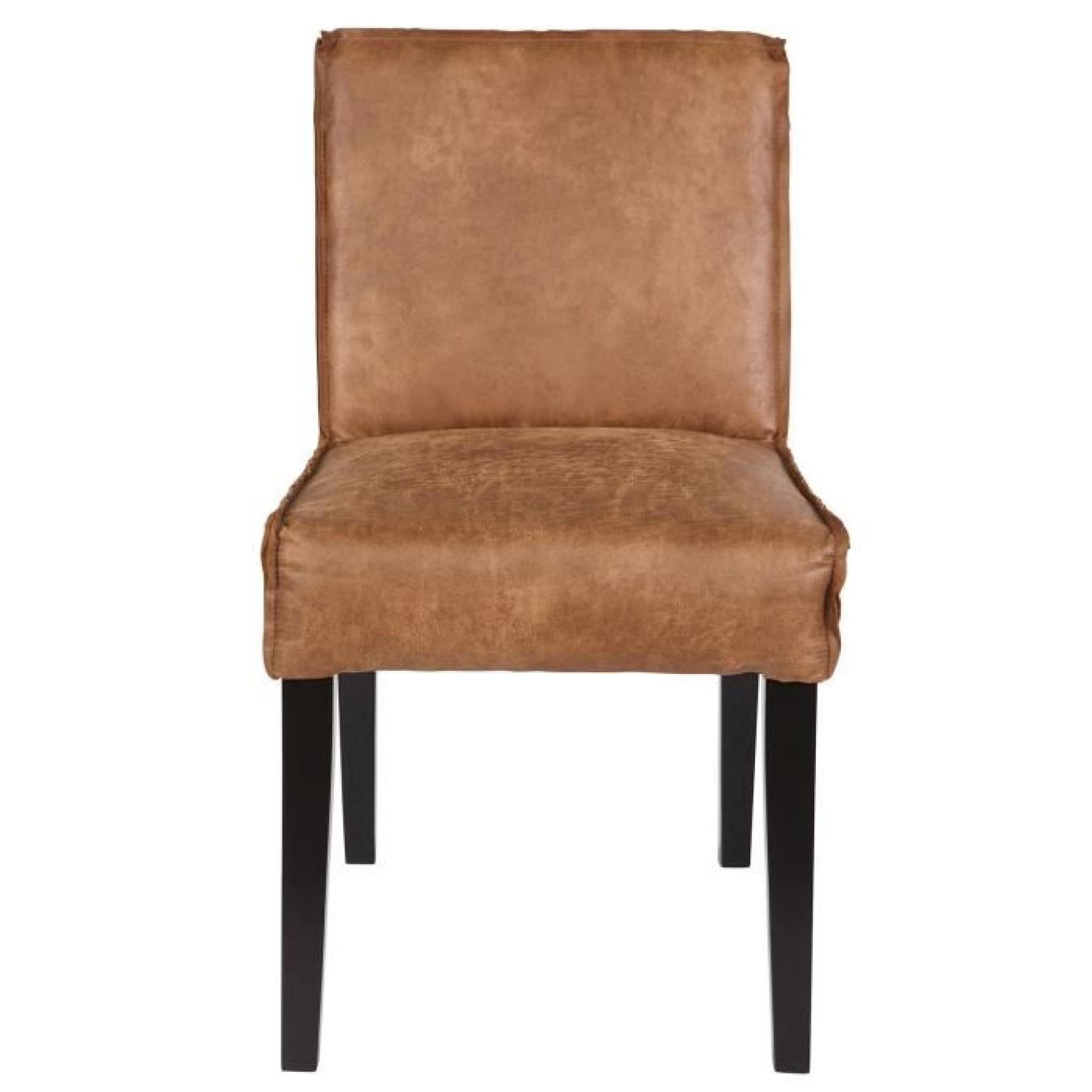 Chaise coloris cognac en cuir, H 83 x L 45 x P 61 cm