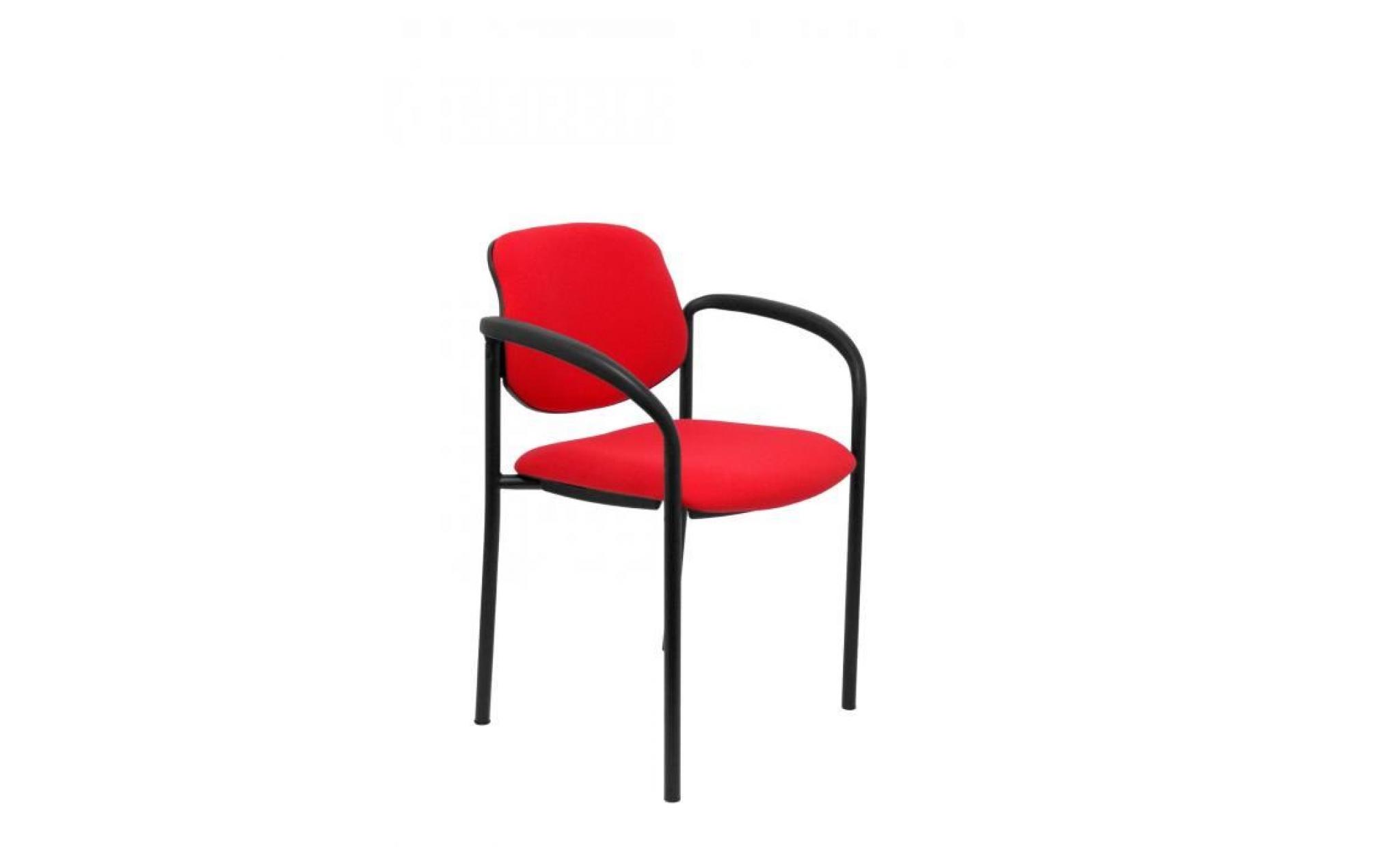 chaise confident à 4 pieds, avec structure et accoudoirs noirs   assise et dossier rembourrés en tissu bali rouge piqueras y crespo