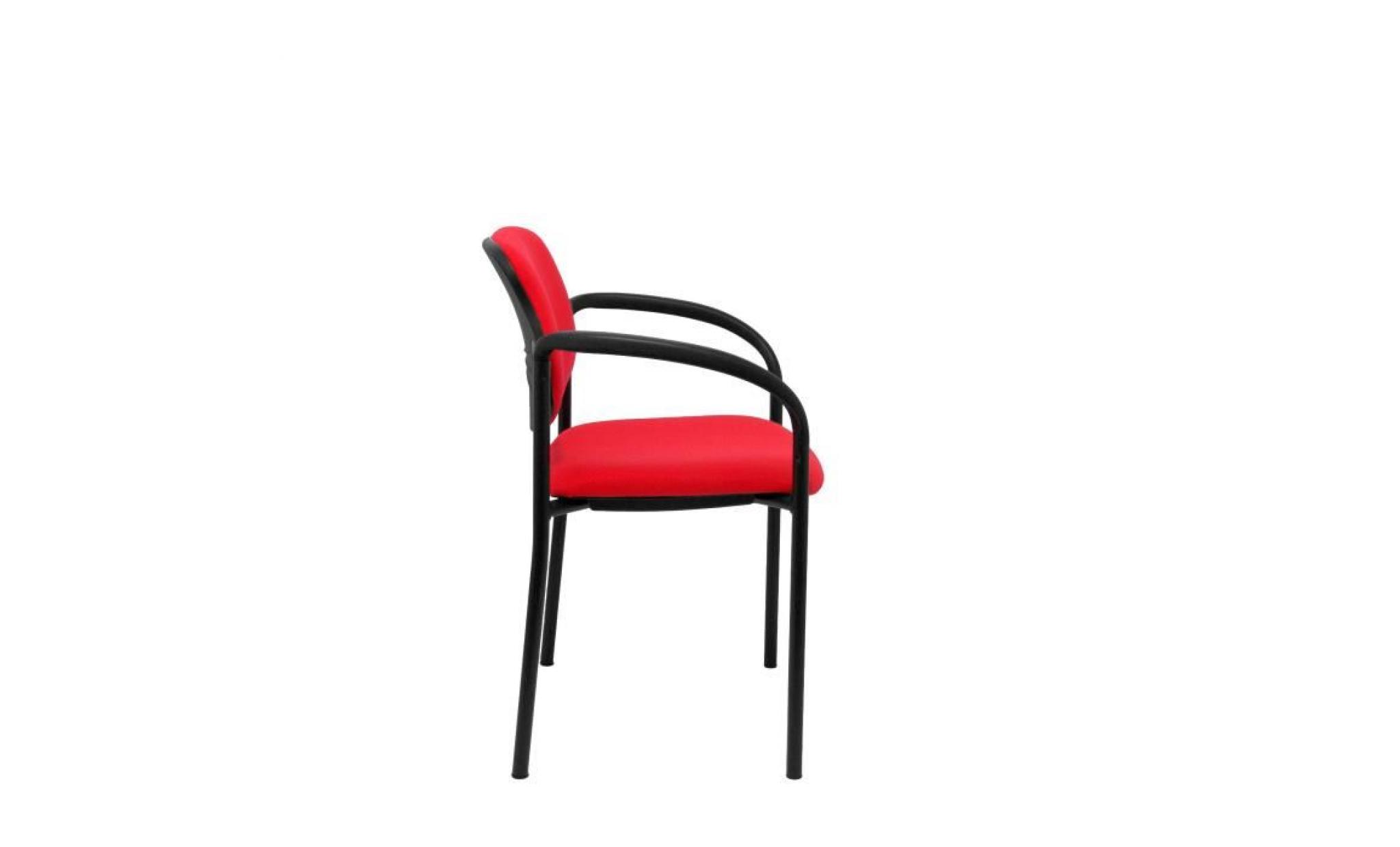 chaise confident à 4 pieds, avec structure et accoudoirs noirs   assise et dossier rembourrés en tissu bali rouge piqueras y crespo pas cher