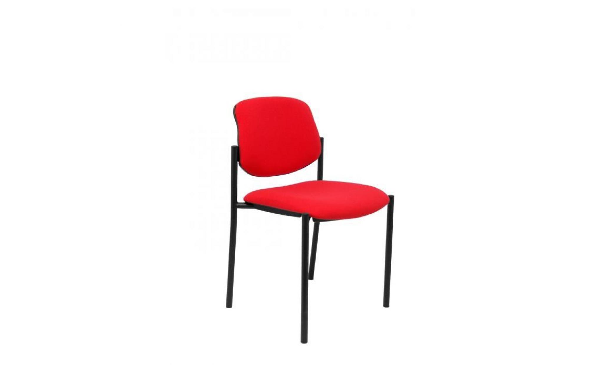 chaise confidentielle avec 4 pieds et structure noire   assise et dossier rembourrés en tissu bali rouge piqueras y crespo modèle pas cher