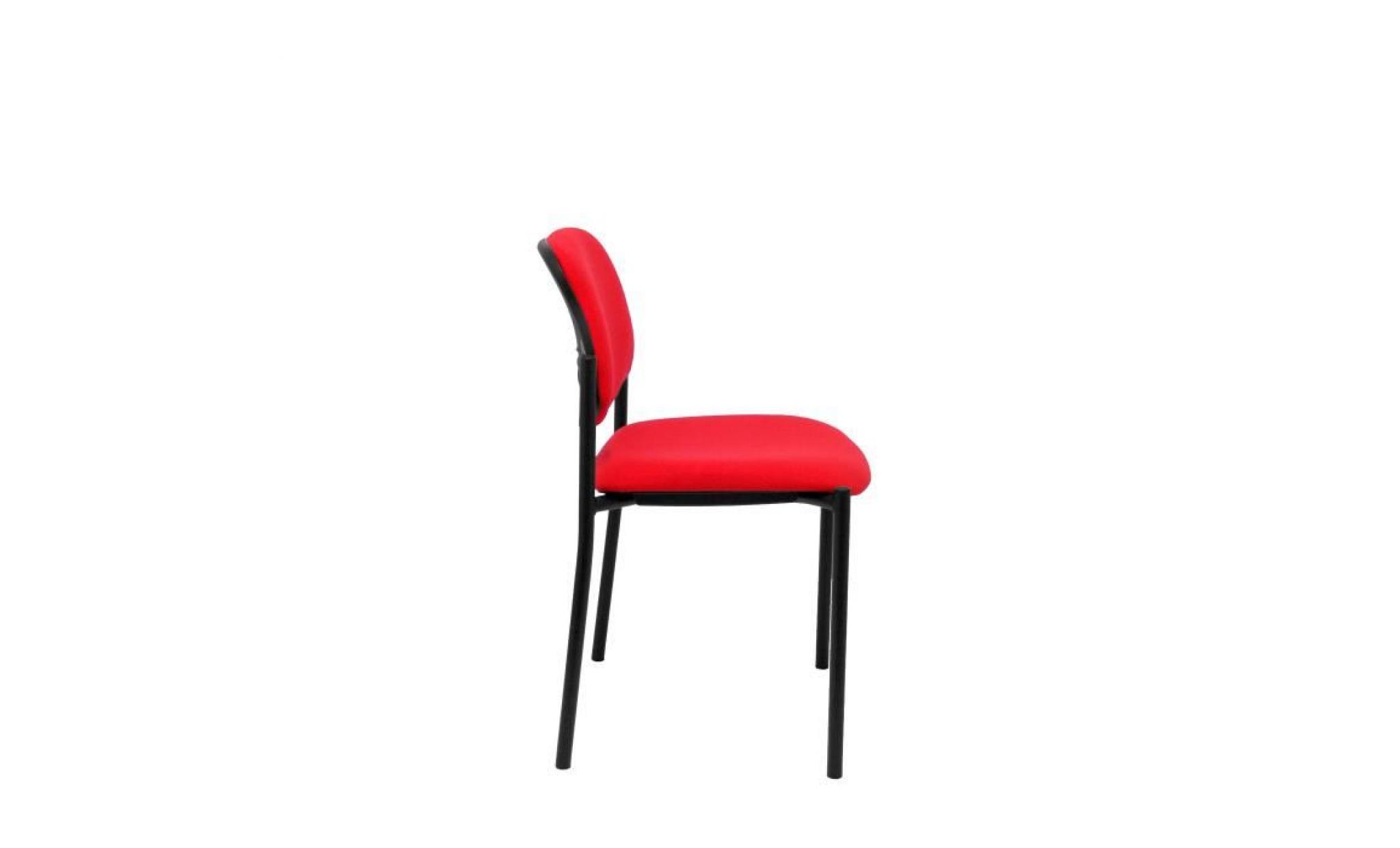 chaise confidentielle avec 4 pieds et structure noire   assise et dossier rembourrés en tissu bali rouge piqueras y crespo modèle pas cher