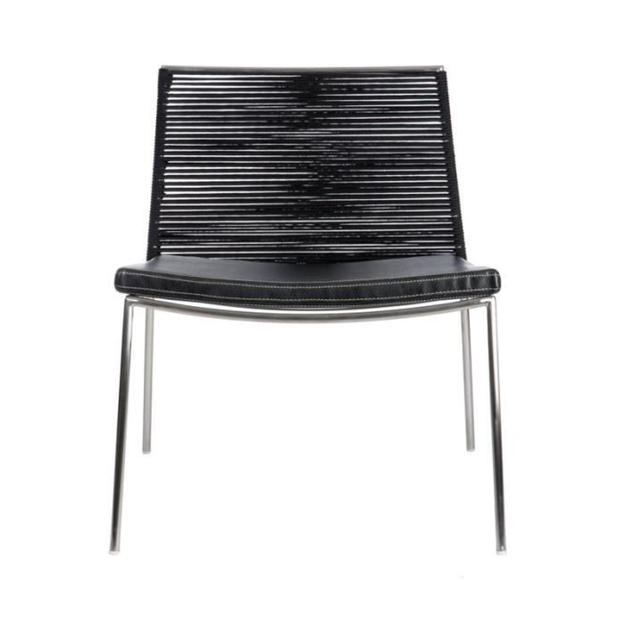 Chaise Cuir Noir extra large - LUCIFER - L 64 x l 69 x H 74 cm pas cher