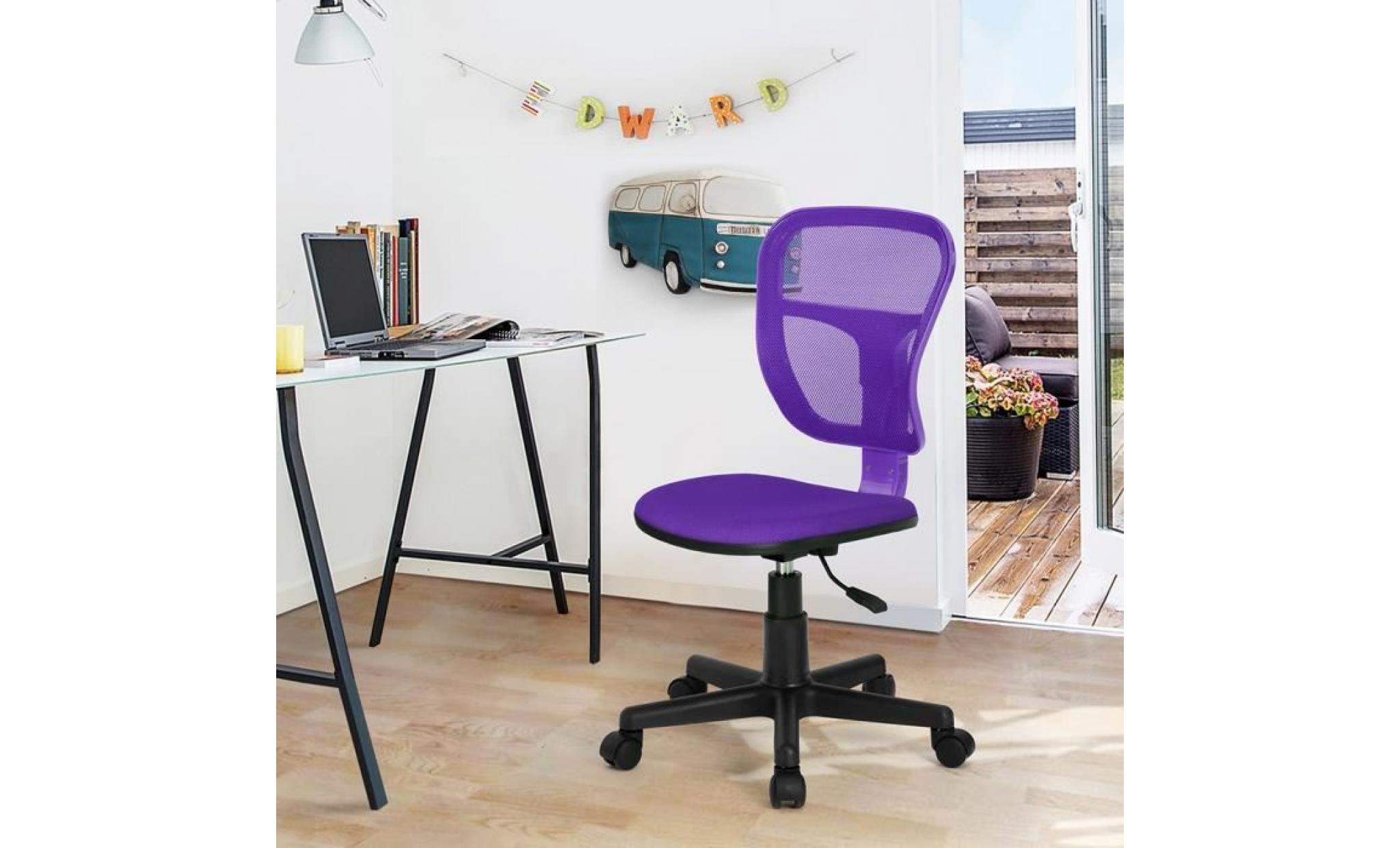 chaise d'ordinateur avec accoudoirs   chaise de bureau en plastique à maillons réglables et pivotants (violet) pas cher