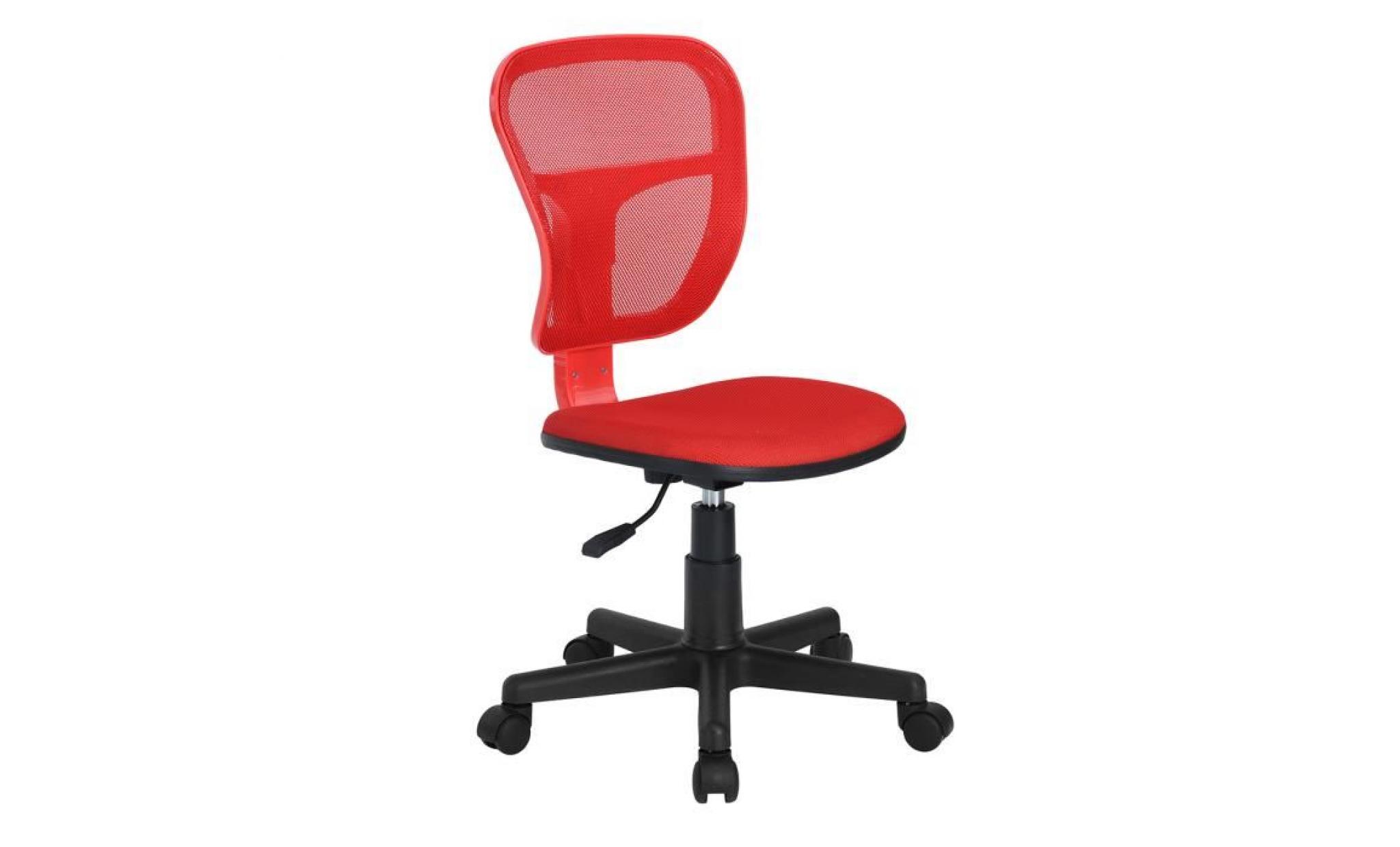 chaise d'ordinateur avec accoudoirs, chaise de bureau en plastique avec pivot réglable en hauteur (rouge)