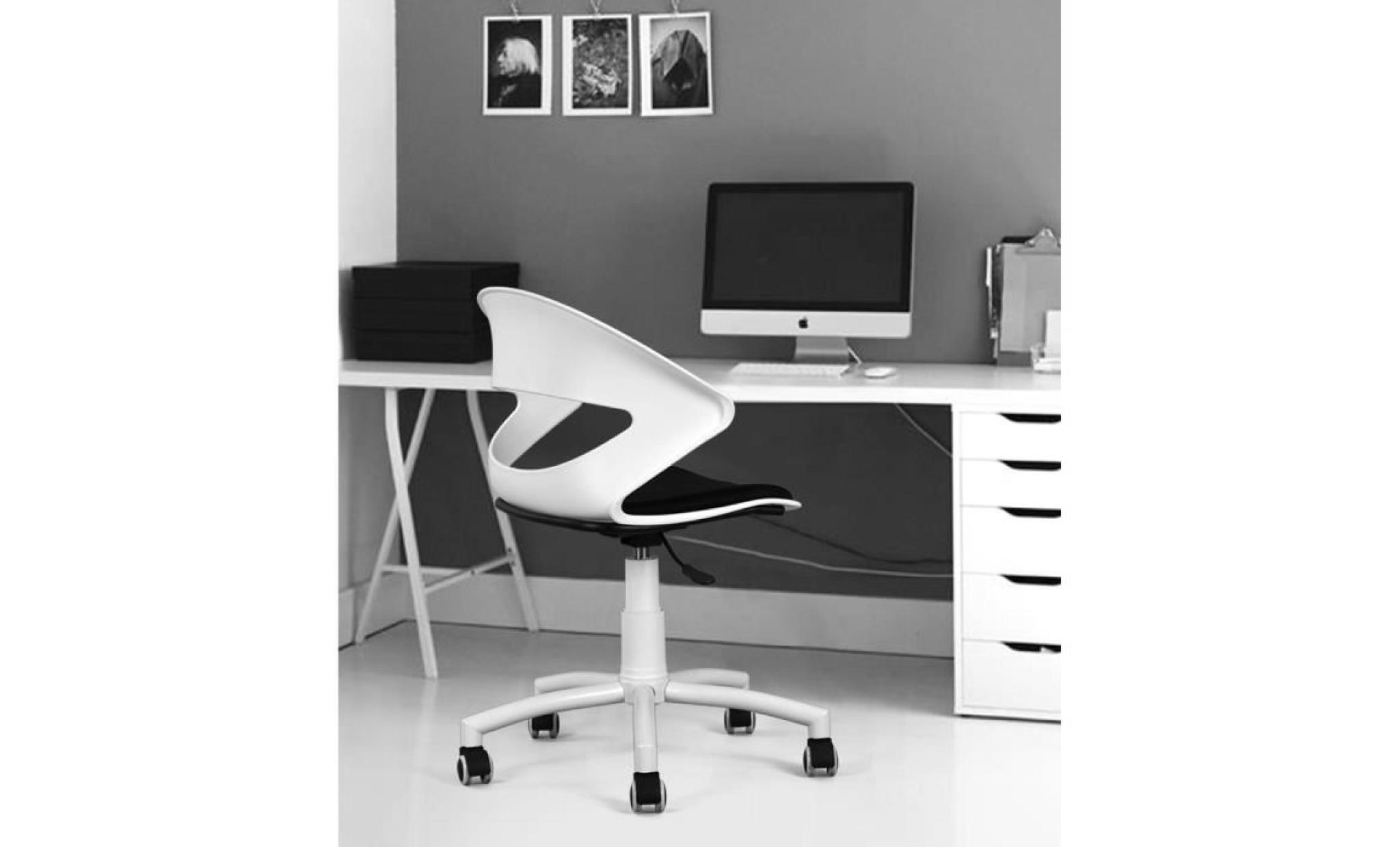 chaise d'ordinateur pivotante, facile à nettoyer, chaise de bureau, chaise de conférence, chaise multifonctionnelle(blanc/ noir) pas cher