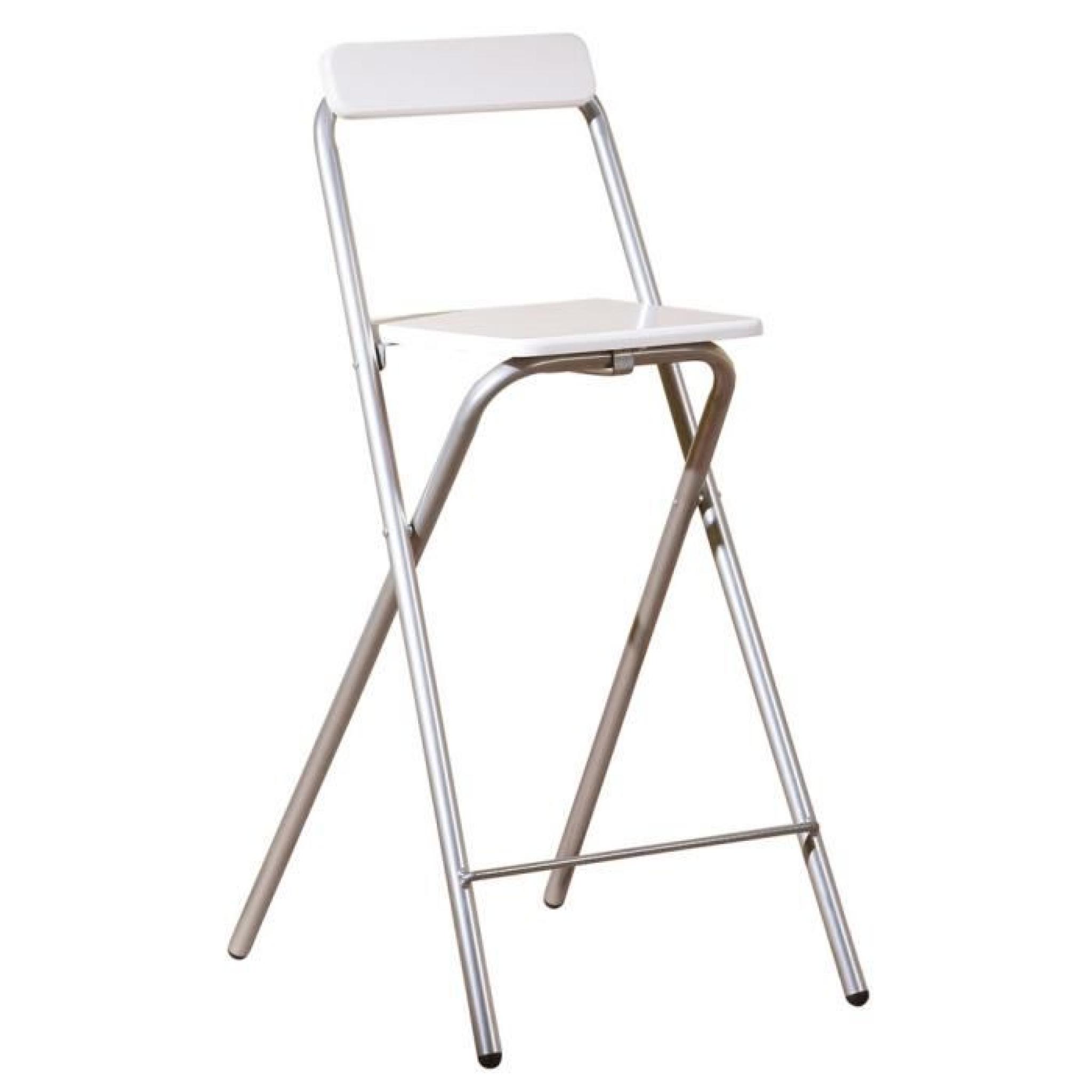 Chaise de bar bois blanc et métal chromé
