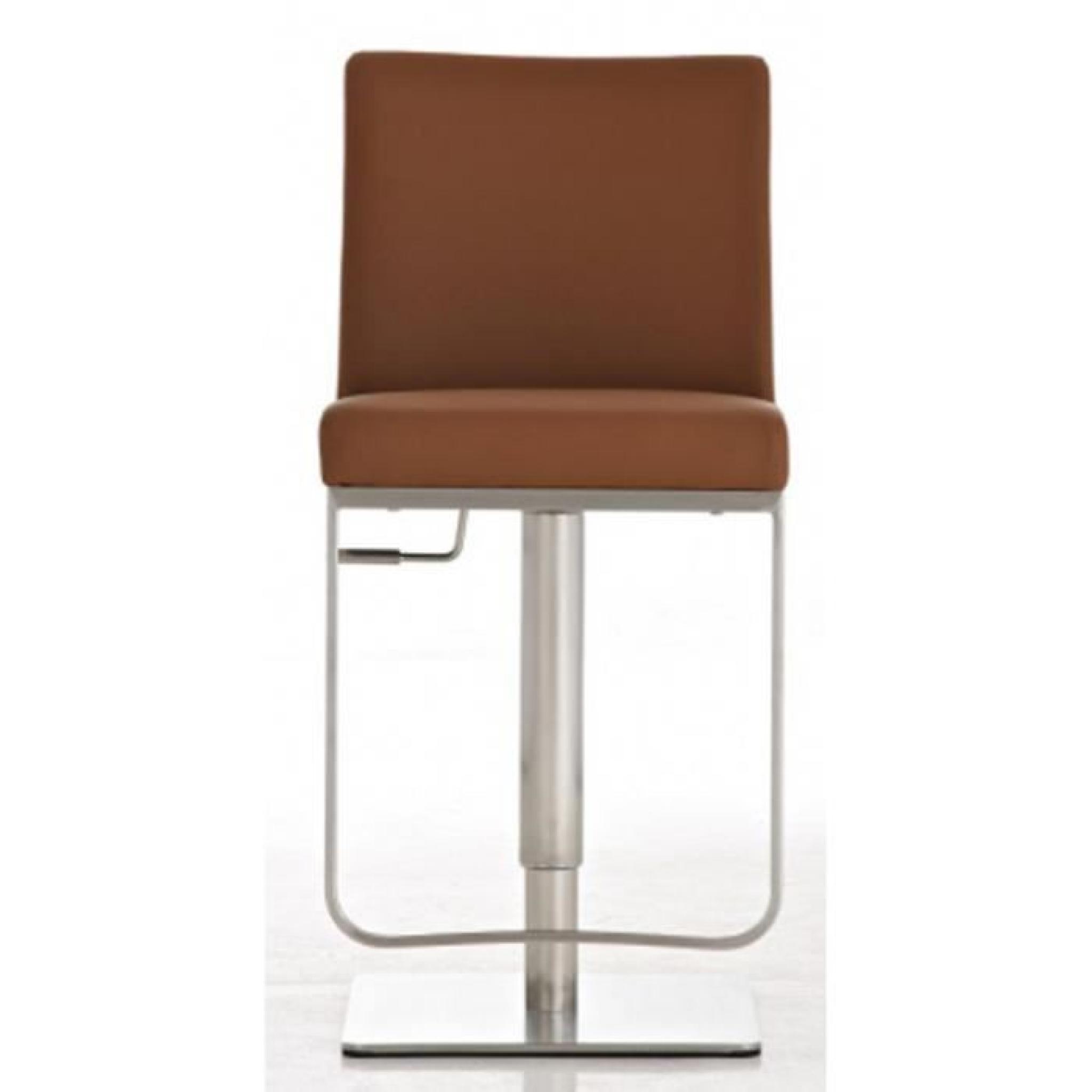 Chaise de bar coloris brun en acier inoxydable, H 92-116 x L 44 x P 55 cm pas cher