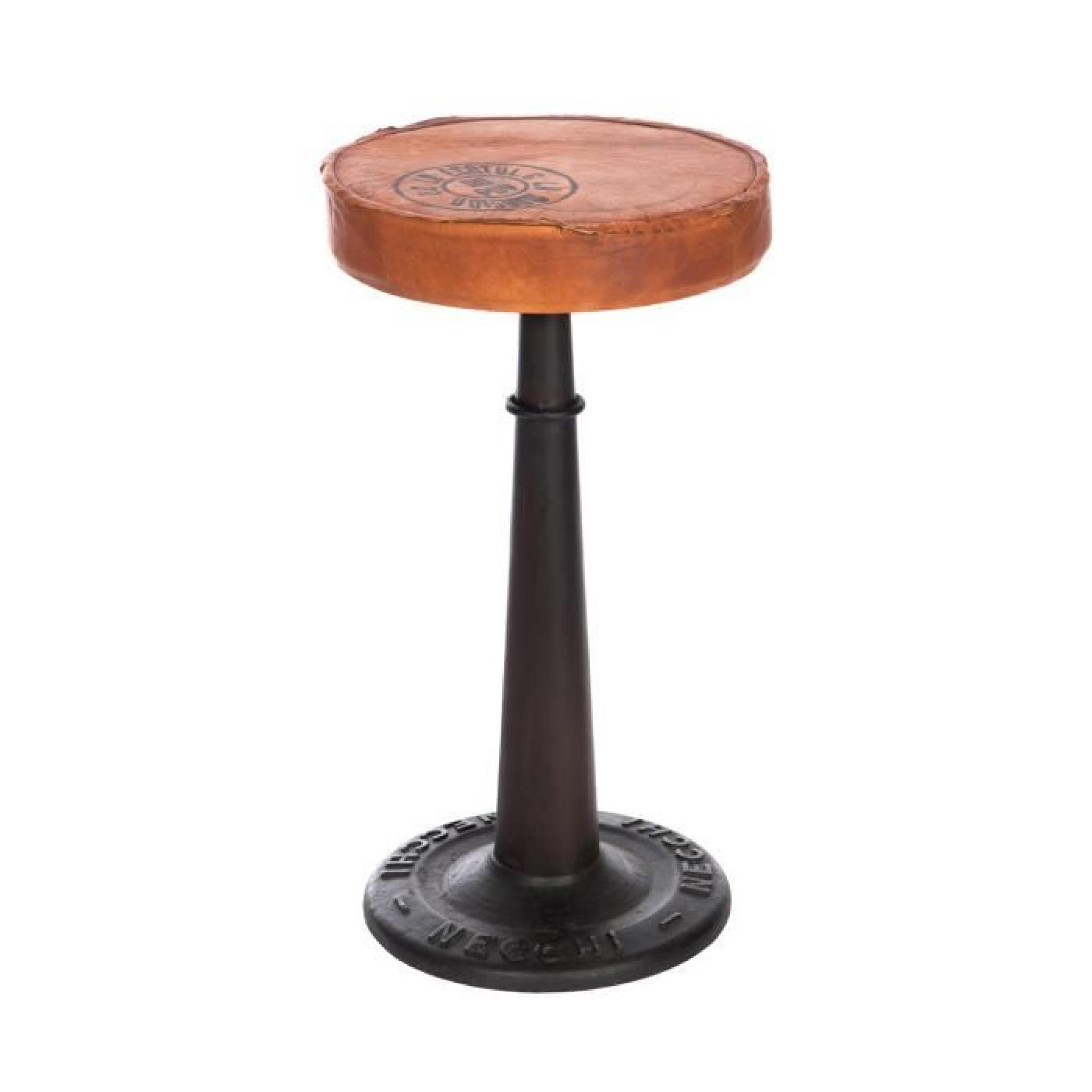 Chaise de bar cuir et pieds métal - coloris marron