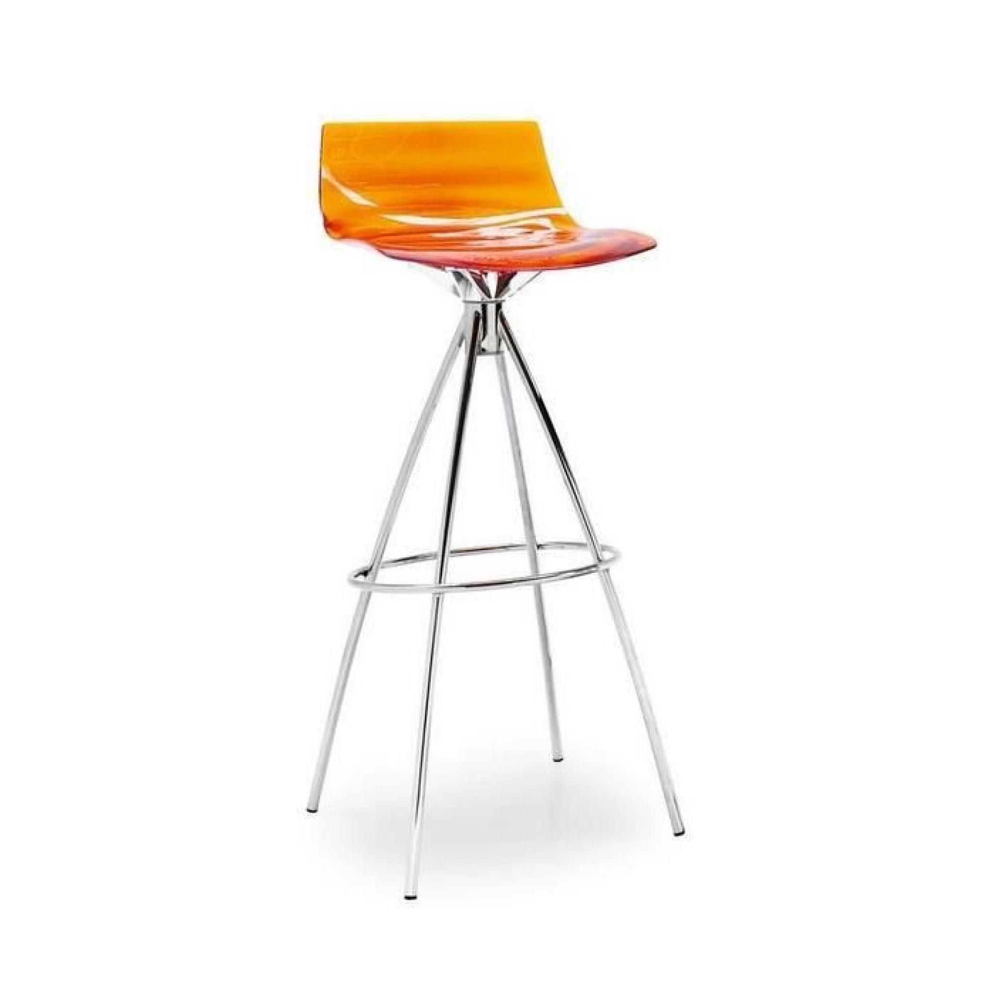 Chaise de bar design l'EAU de CALLIGARIS orange transparente