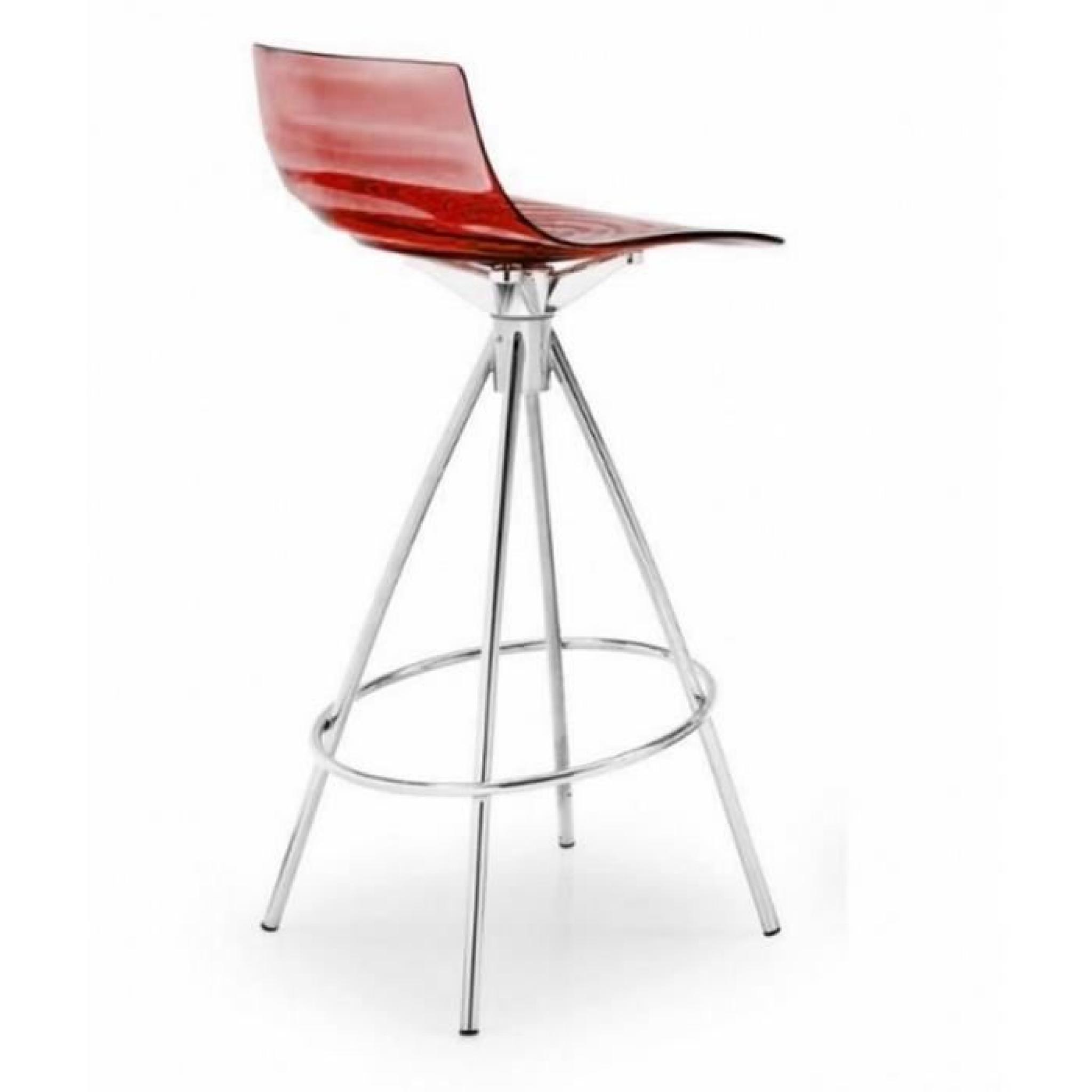 Chaise de bar design l'EAU de CALLIGARIS rouge transparente