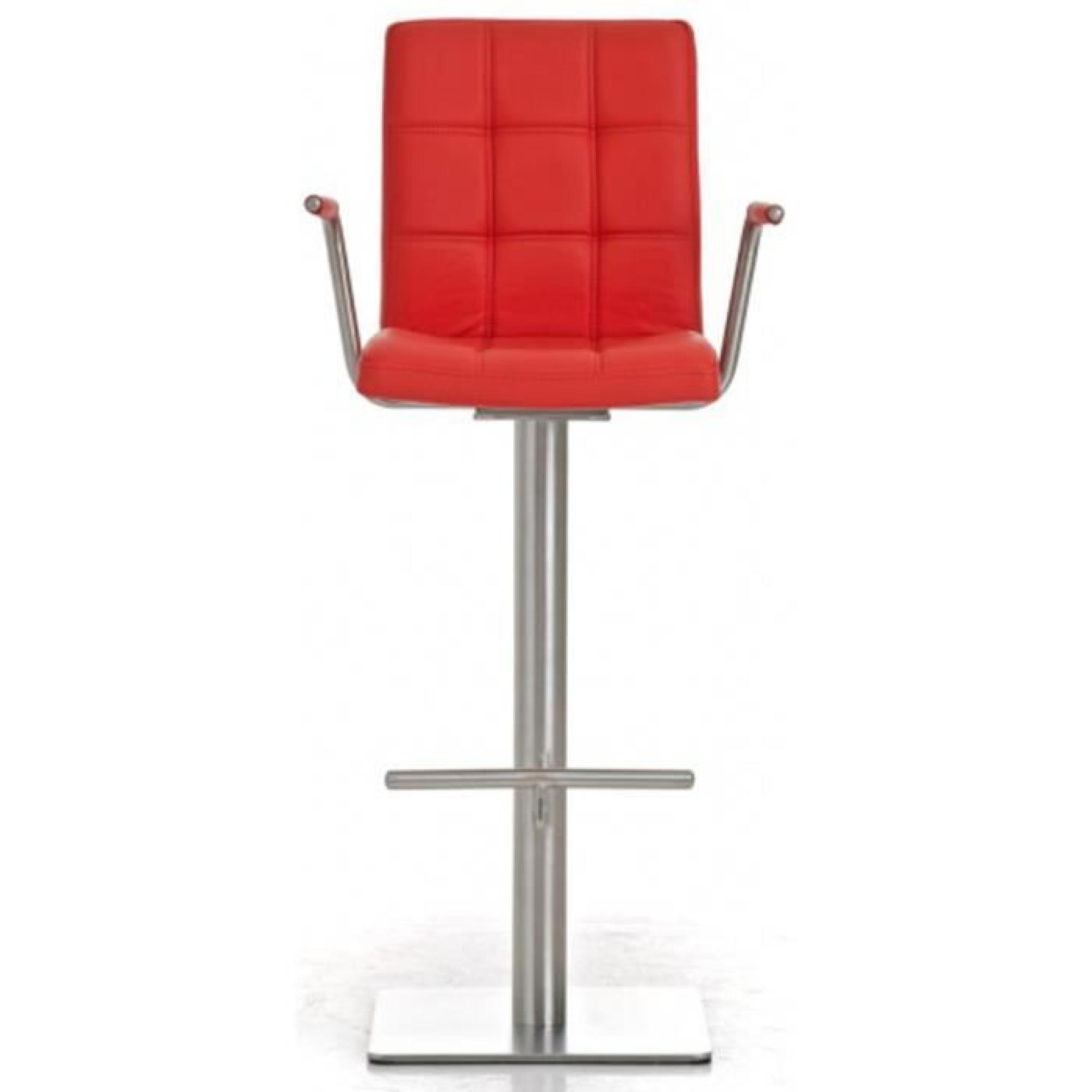 Chaise de bar en acier inoxydable et PU de couleur rouge, H 123 x L 53 x P 52 cm pas cher