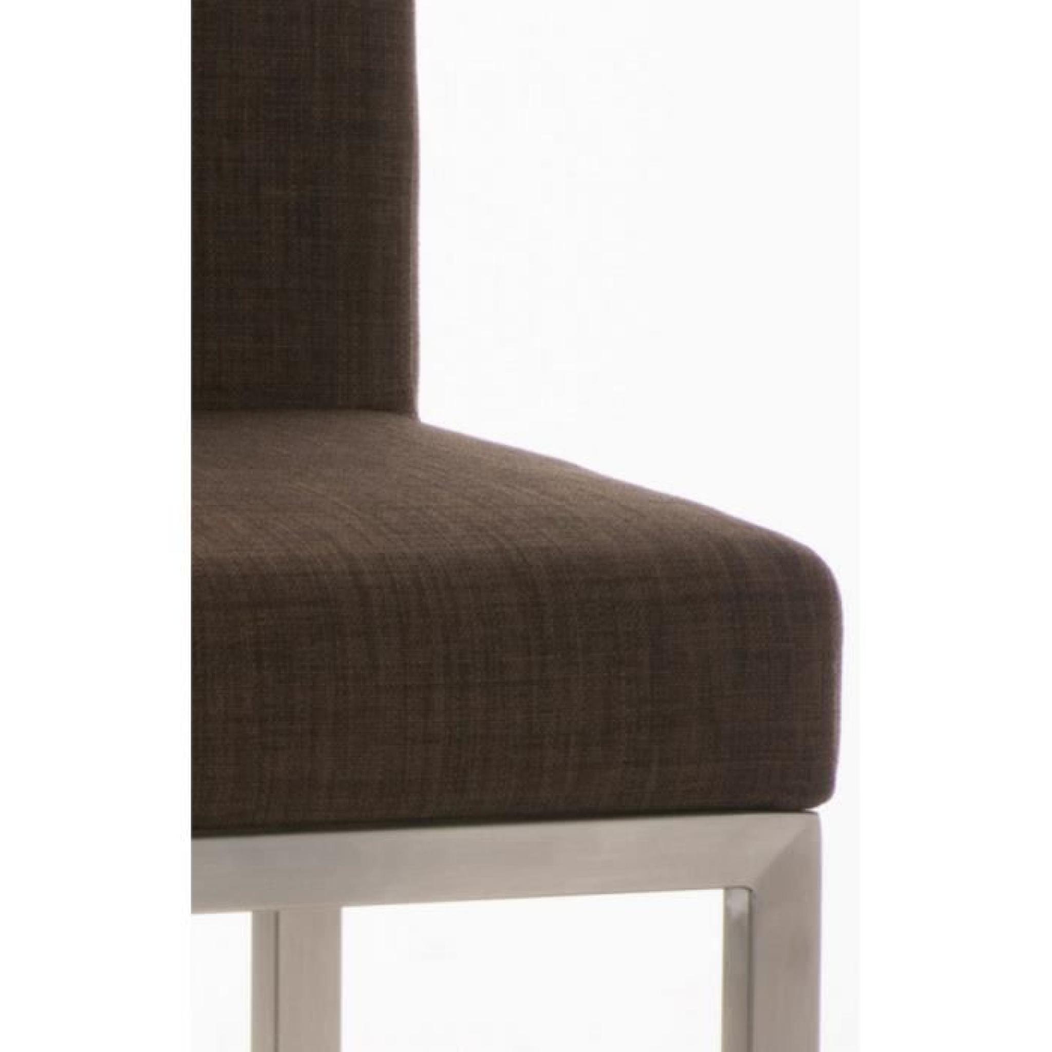Chaise de bar en acier inoxydable et tissu coloris brun, H 96,5 x L 40 x P 44,5 cm pas cher