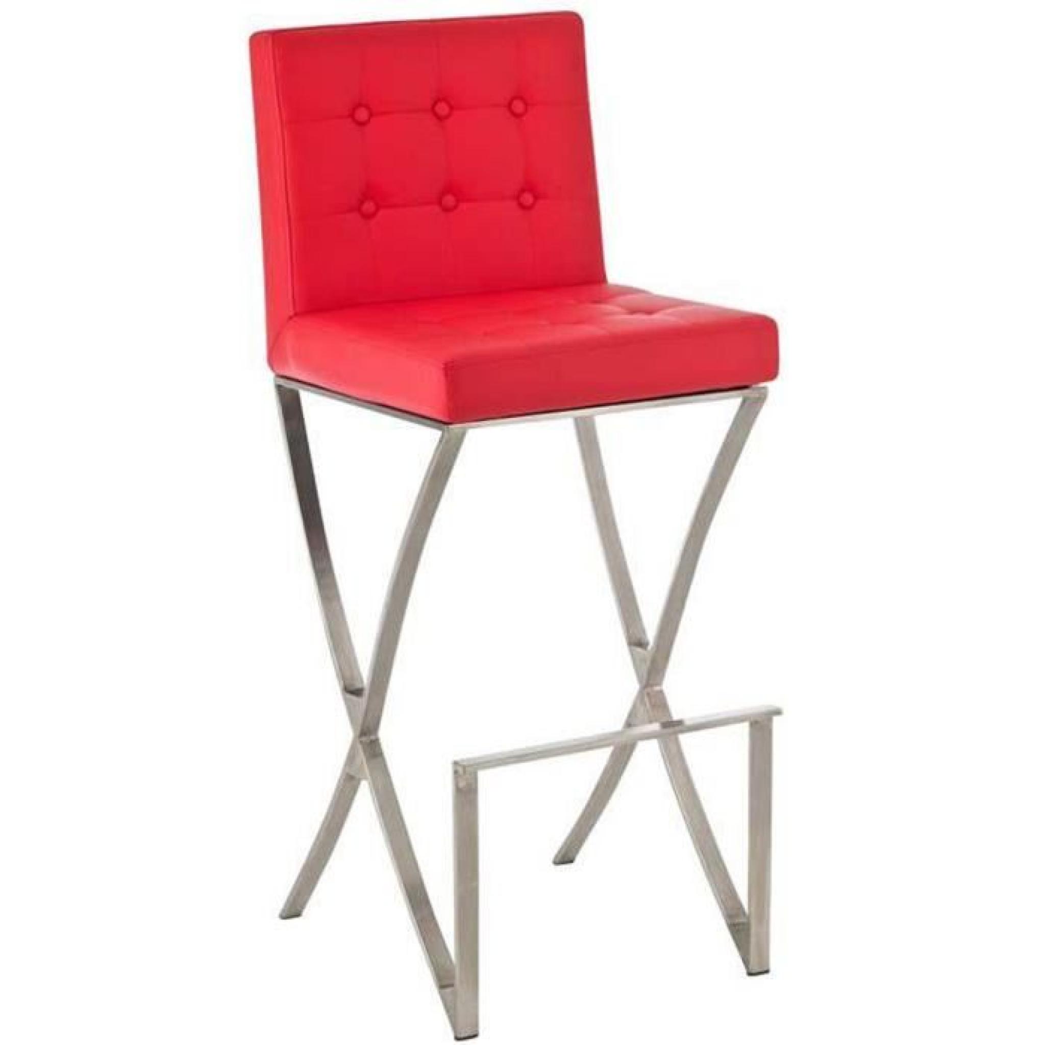 Chaise de bar en chrome et couverture en cuir de couleur rouge, H 115 x L 45 x P 53 cm