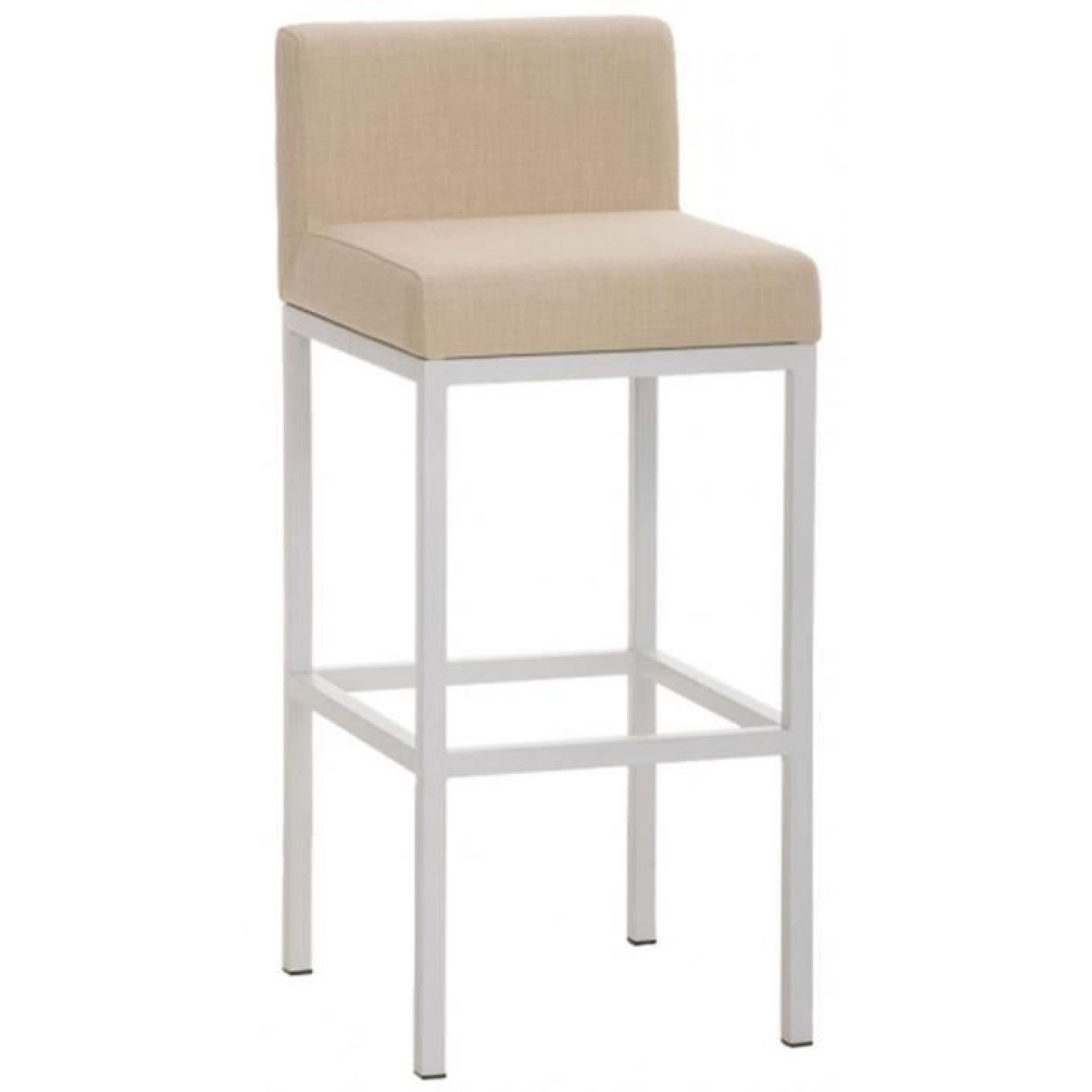 Chaise de bar en métal avec siège en tissu coloris crème, H 96,5 x L 40 x P 44,5 cm