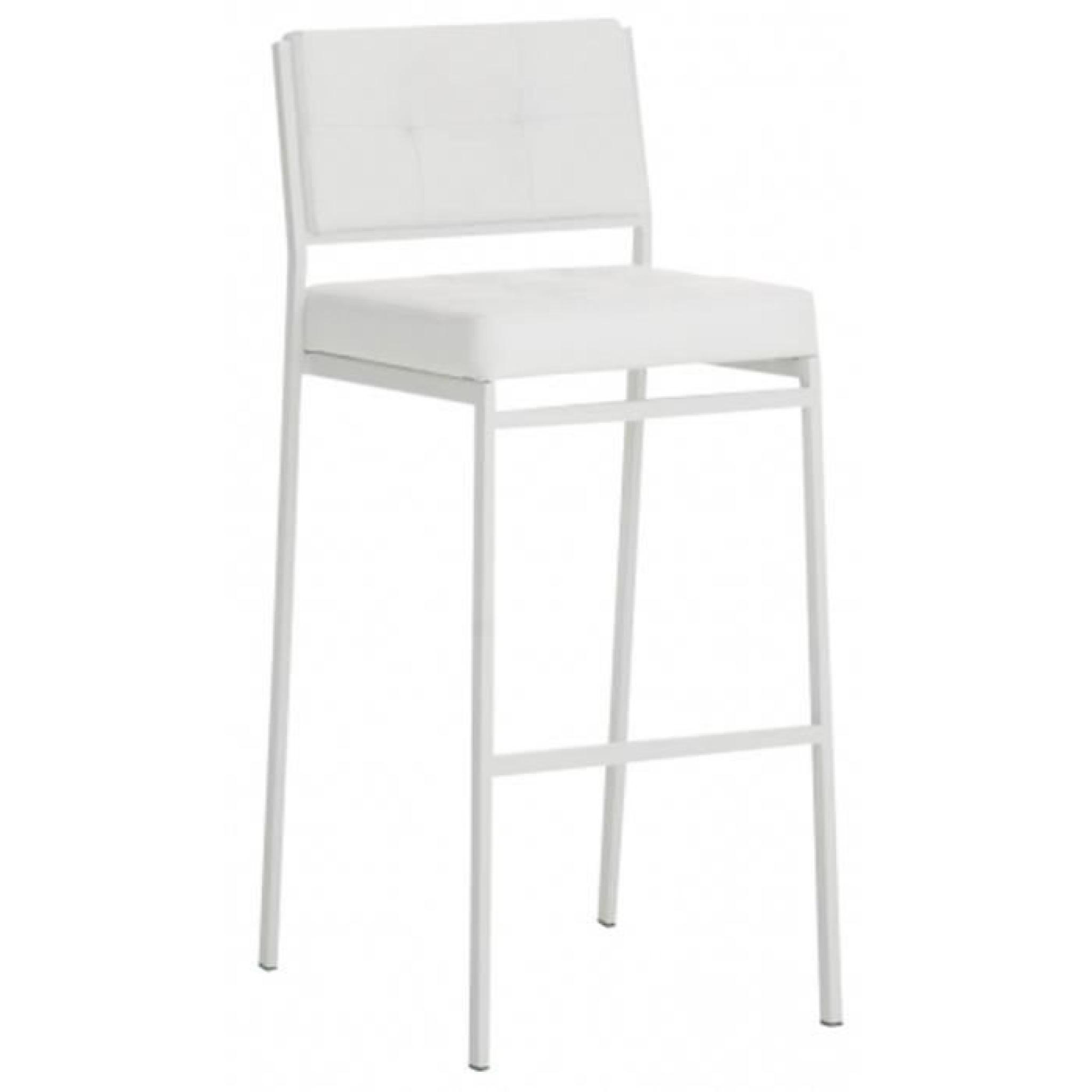 Chaise de bar en métal et PU de couleur blanche, H 101 x L 41 x P 48 cm
