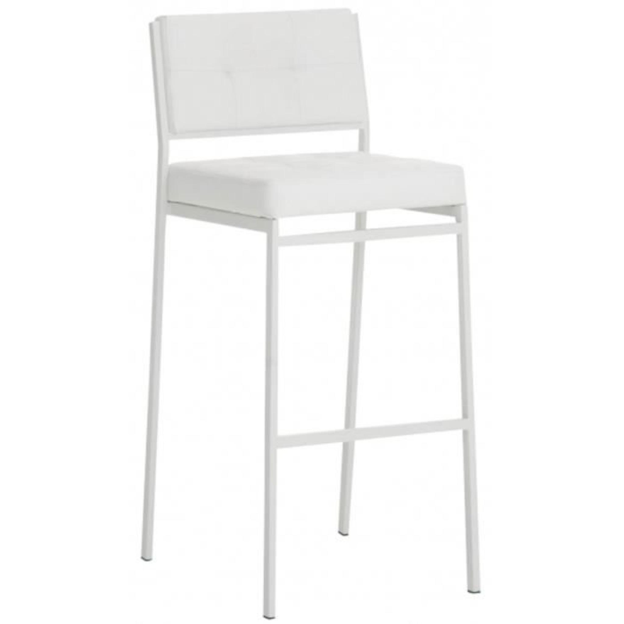 Chaise de bar en métal et PU de couleur blanche, H 101 x L 41 x P 48 cm pas cher