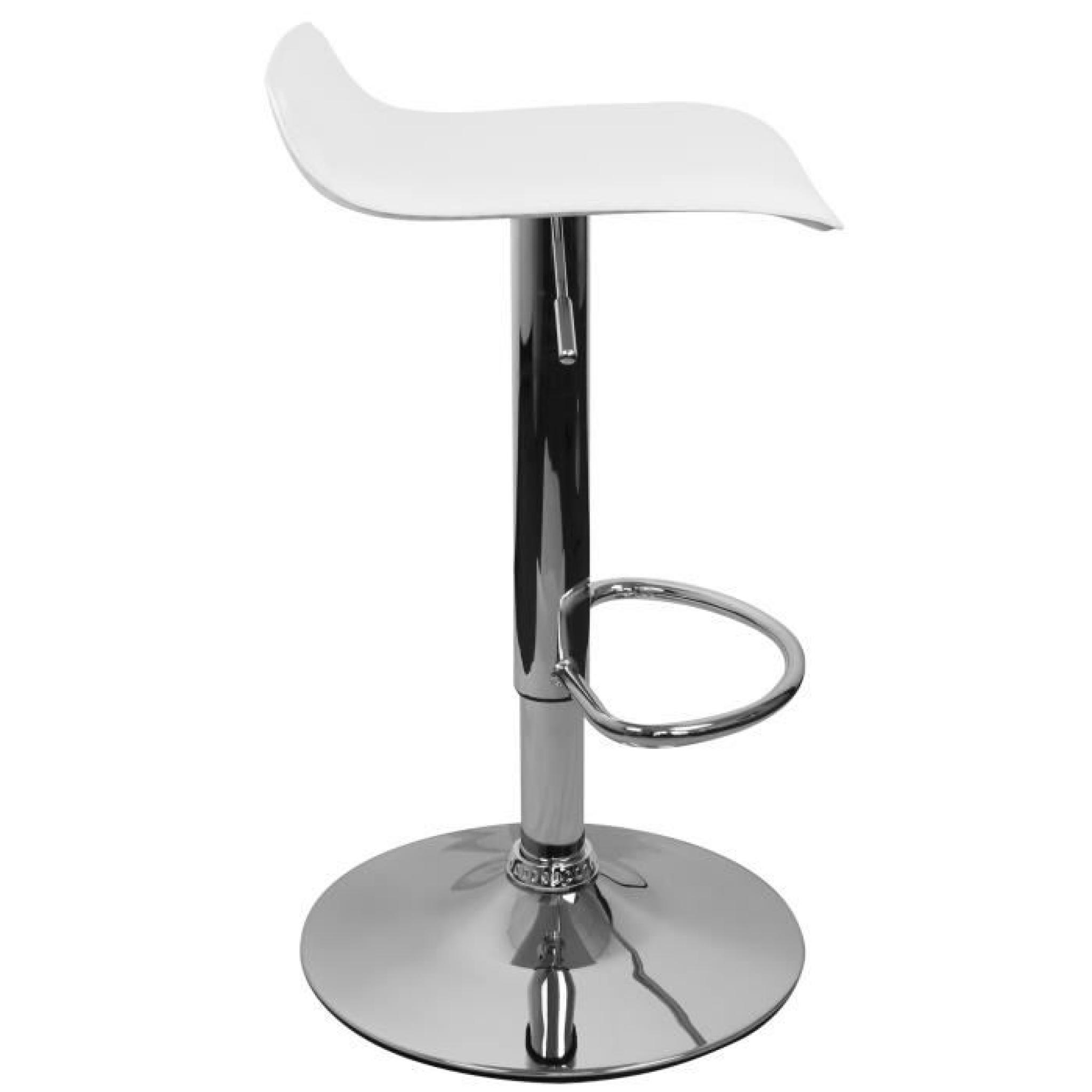Chaise de bar en PU coloris blanc, H 66 - 86 x L 39 x P 37 cm pas cher
