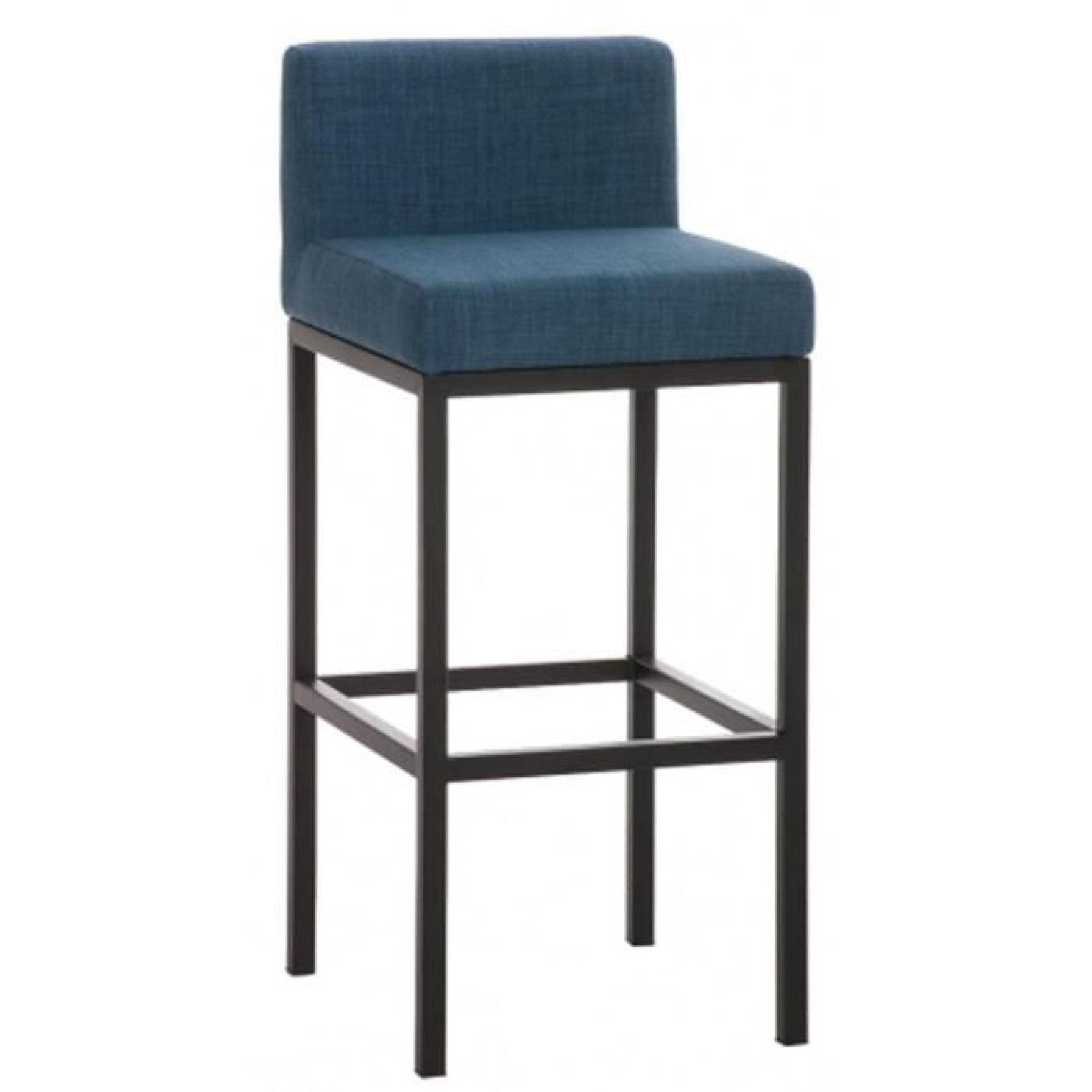 Chaise de bar en tissu coloris bleu, H 96,5 x L 40 x P 44,5 cm