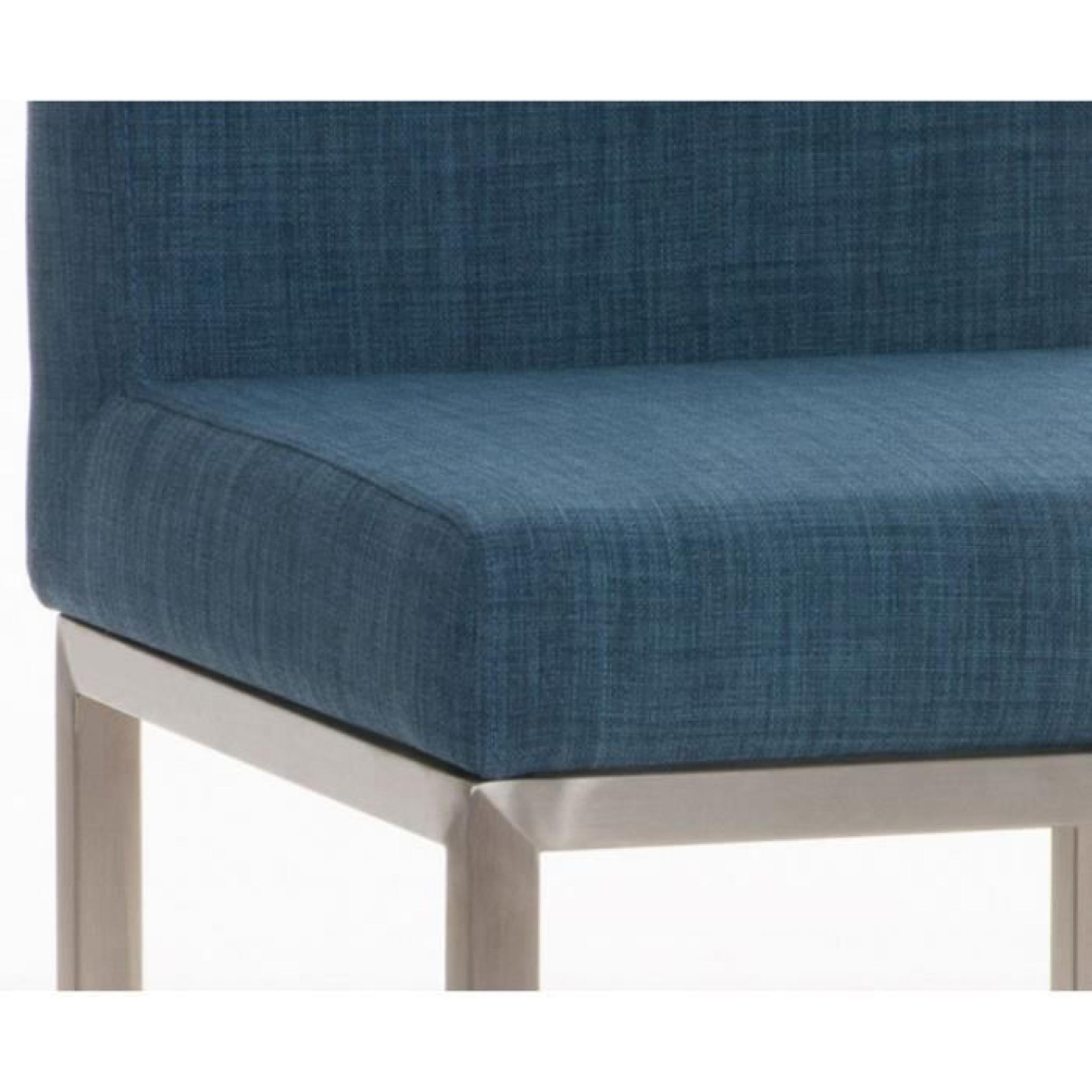 Chaise de bar en tissu coloris bleu, H 96,5 x L 40 x P 44,5 cm pas cher