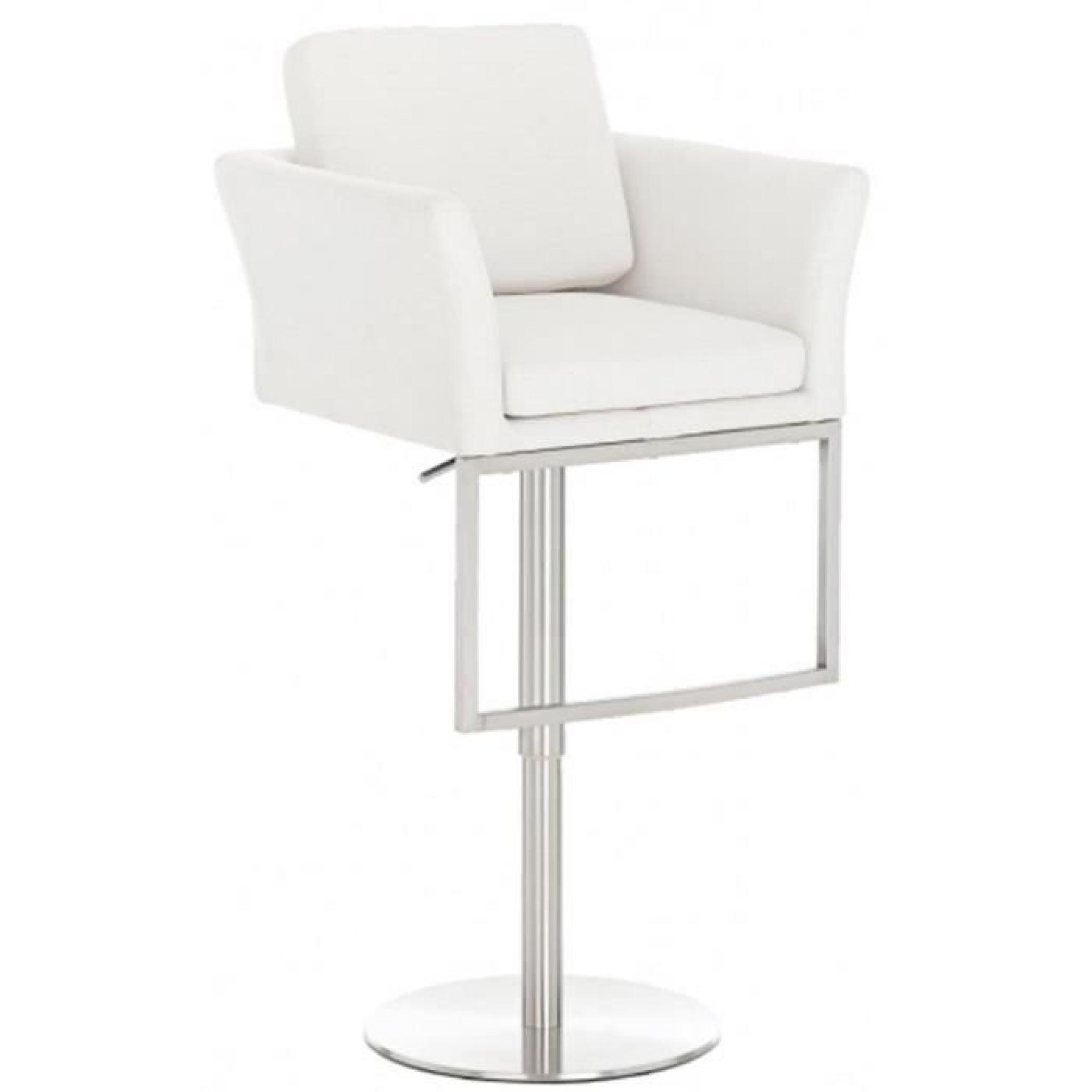 Chaise de bar en tissu de couleur blanche, H 93-118 x L 61 x P 54 cm