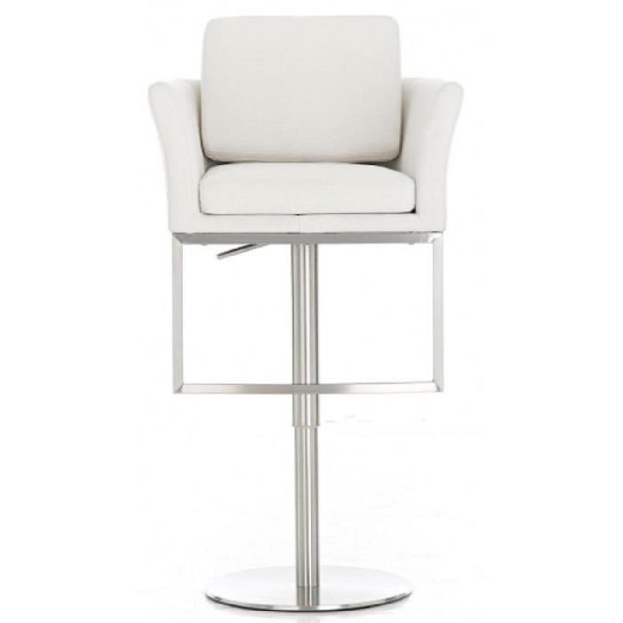 Chaise de bar en tissu de couleur blanche, H 93-118 x L 61 x P 54 cm pas cher