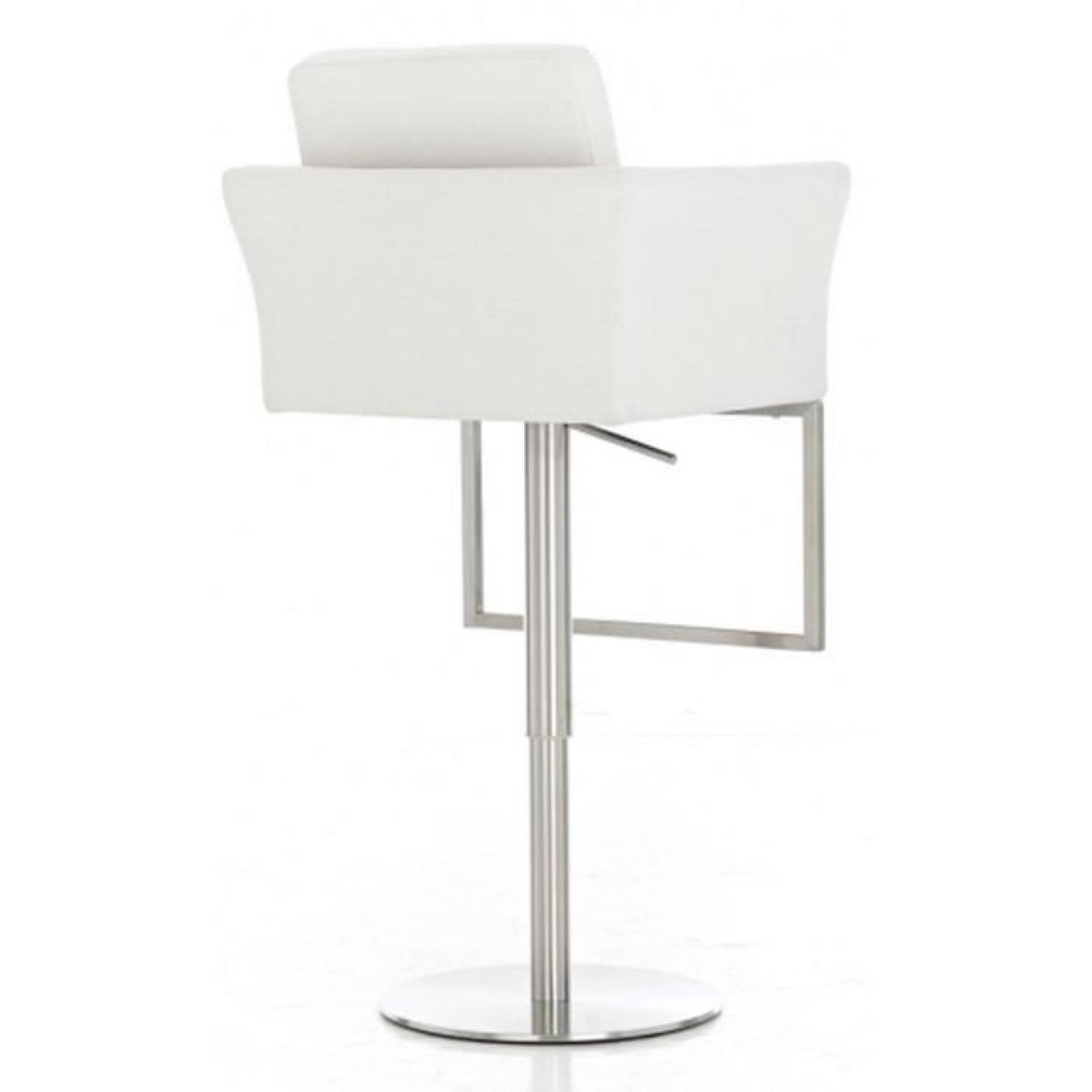 Chaise de bar en tissu de couleur blanche, H 93-118 x L 61 x P 54 cm pas cher