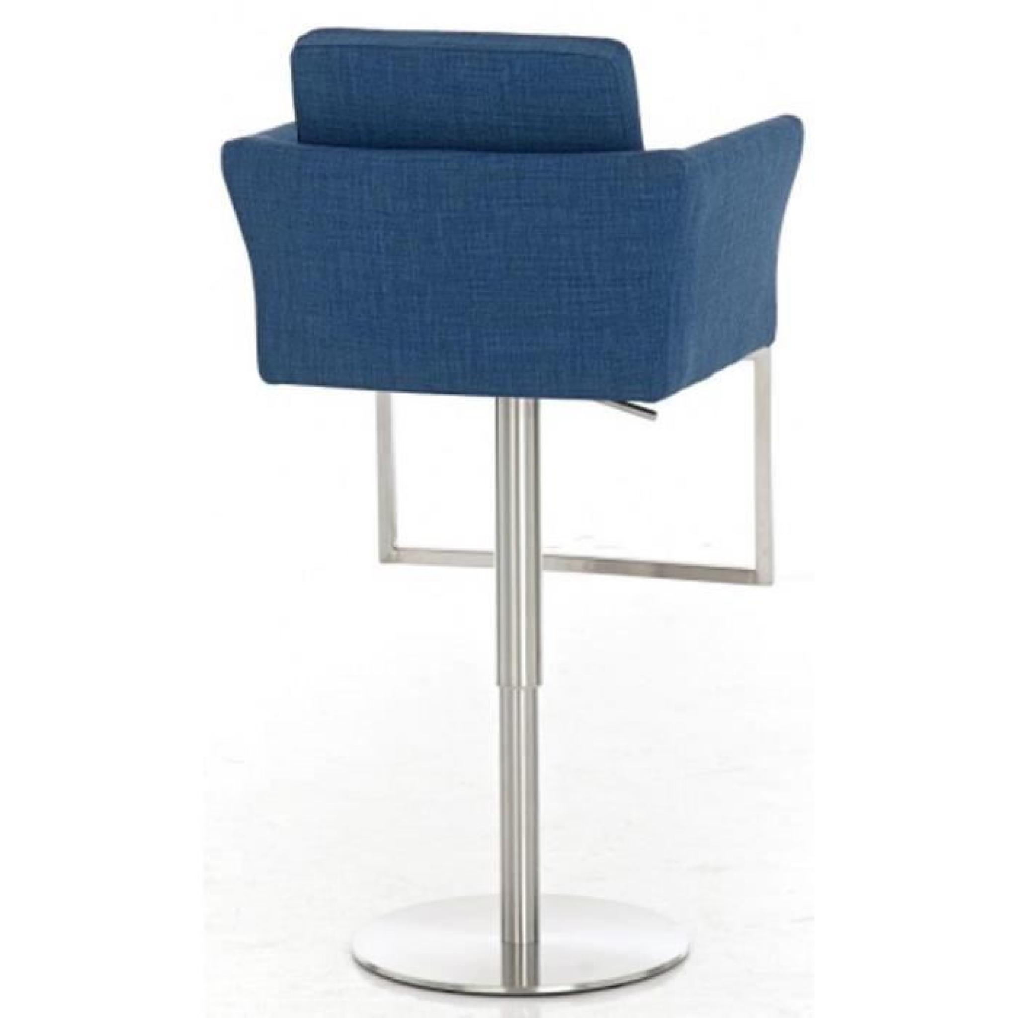 Chaise de bar en tissu de couleur bleu, H 93-118 x L 61 x P 54 cm pas cher