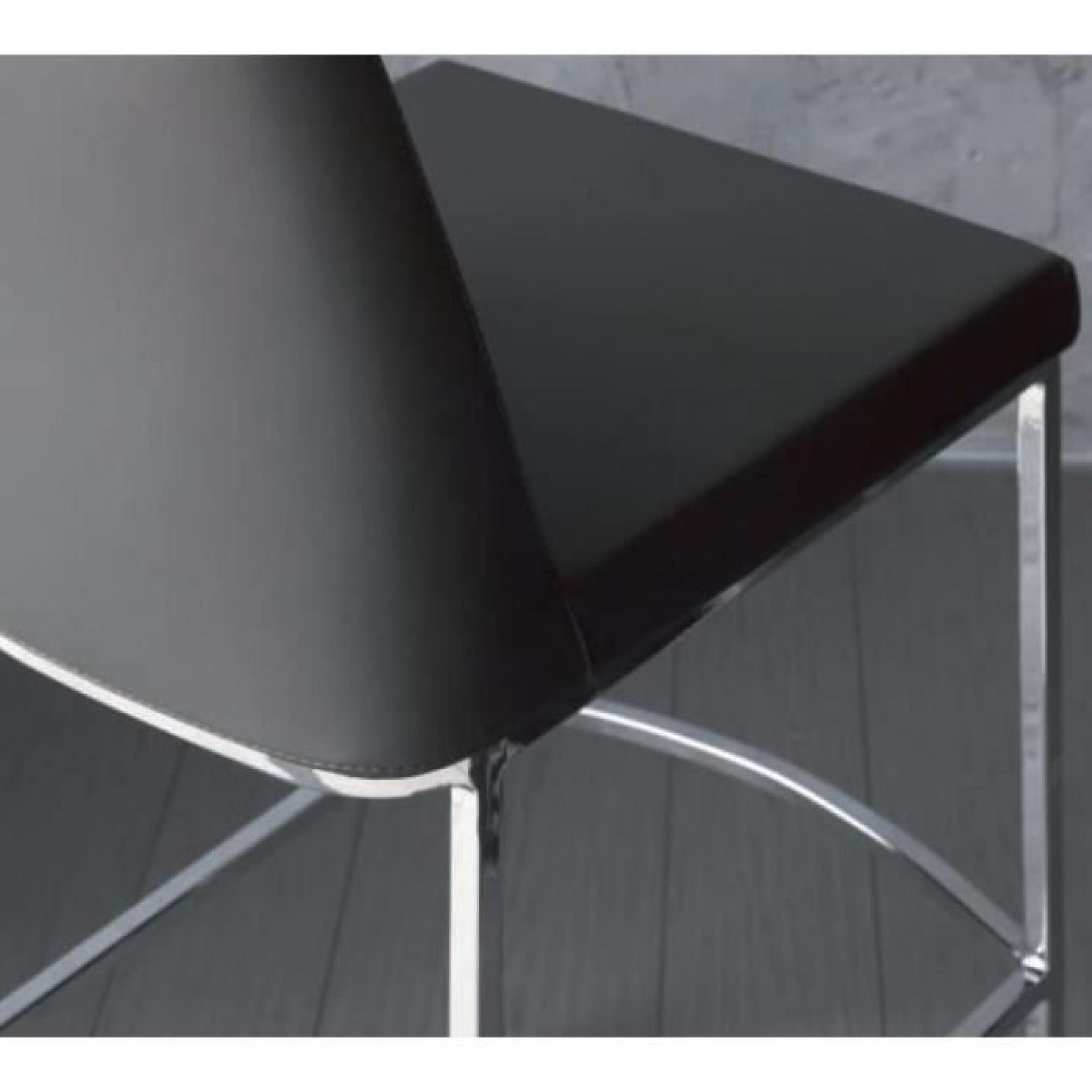 chaise de bar ERIK en cuir éco gris, piétement en acier. pas cher