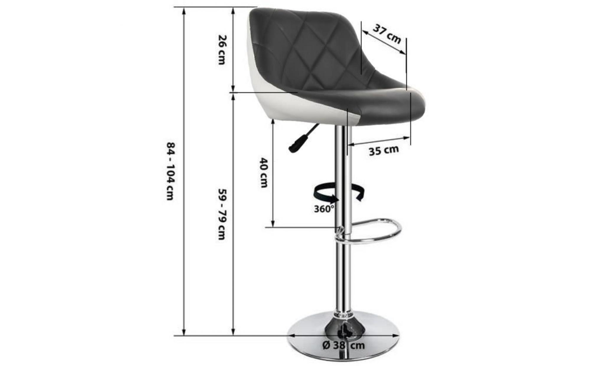 chaise de bar pu   noir+blanc tabouret de bar   2pcs @ bonachat pas cher