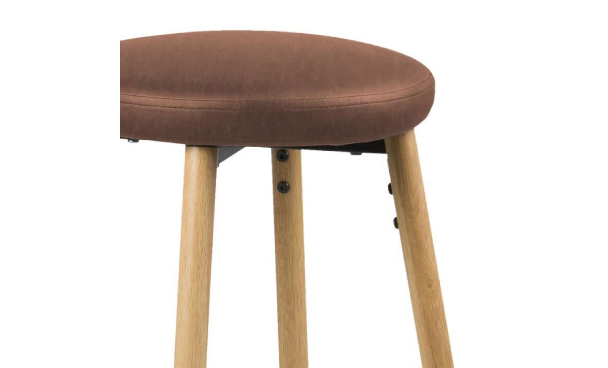 chaise de bar / tabouret de bar   cornet   77 cm   gris / bois de chêne   piètement en bois de hêtre   assise ronde   style moderne pas cher