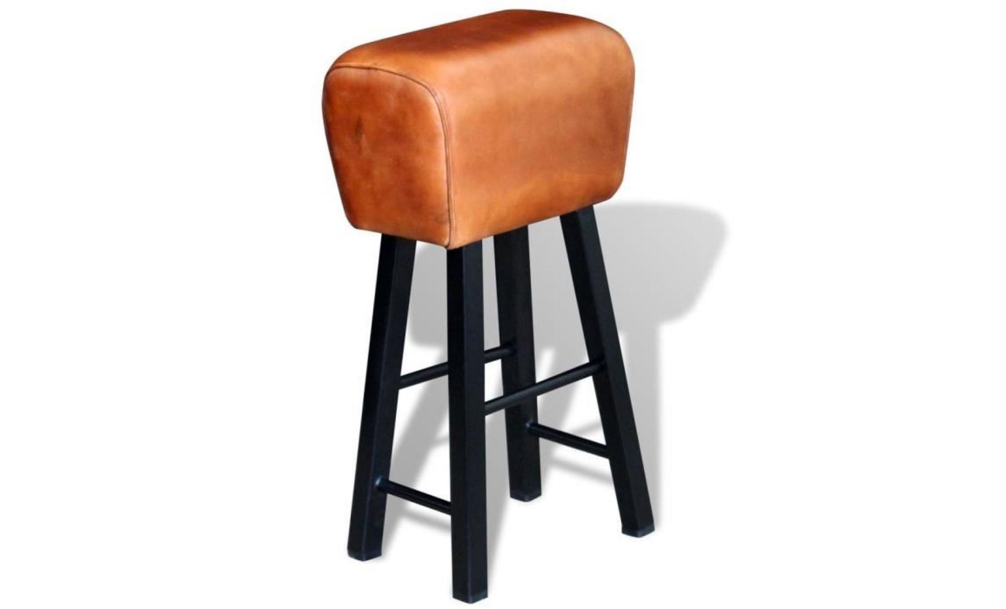 chaise de bar tabouret de bar en cuir véritable marron