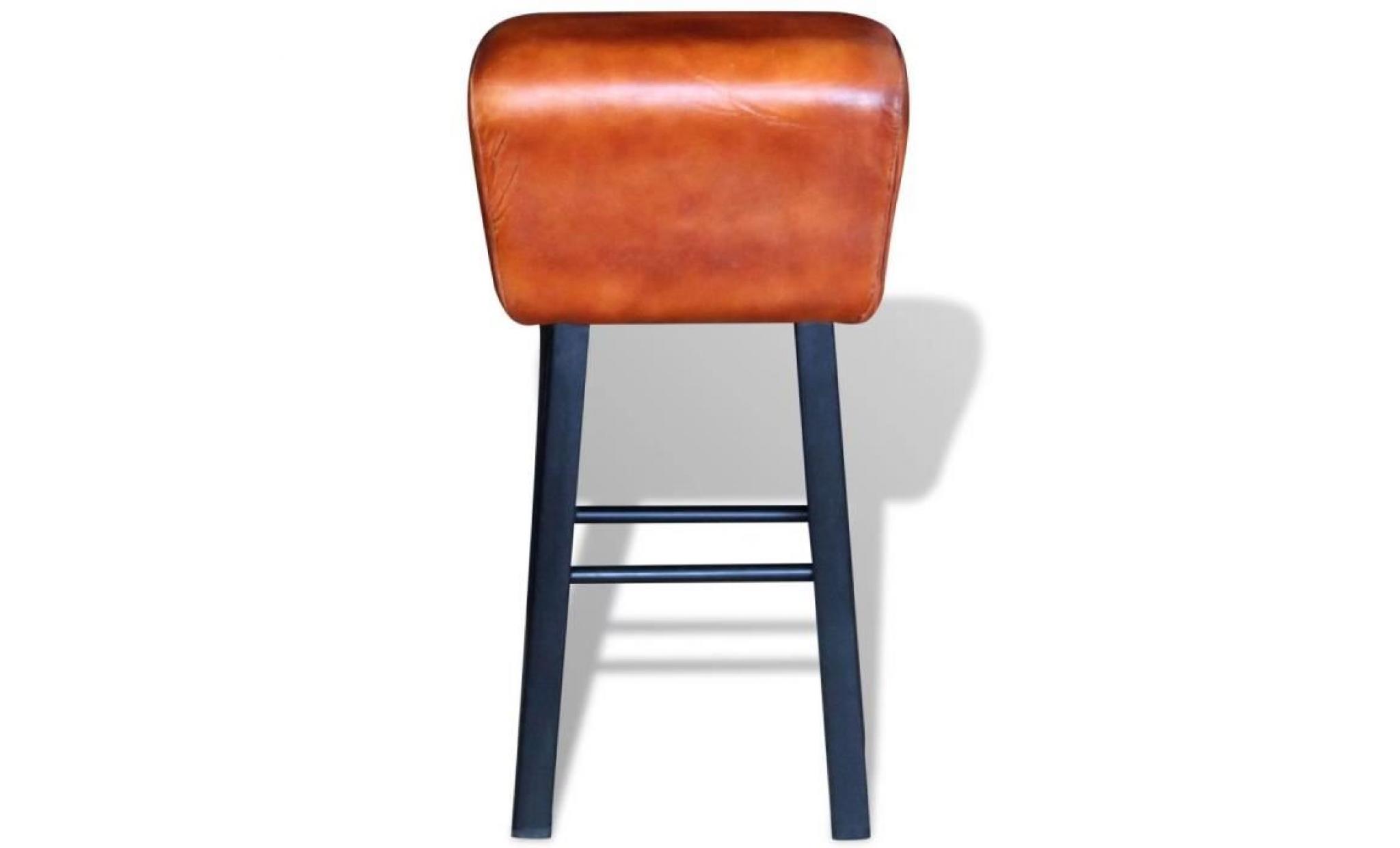 chaise de bar tabouret de bar en cuir véritable marron pas cher