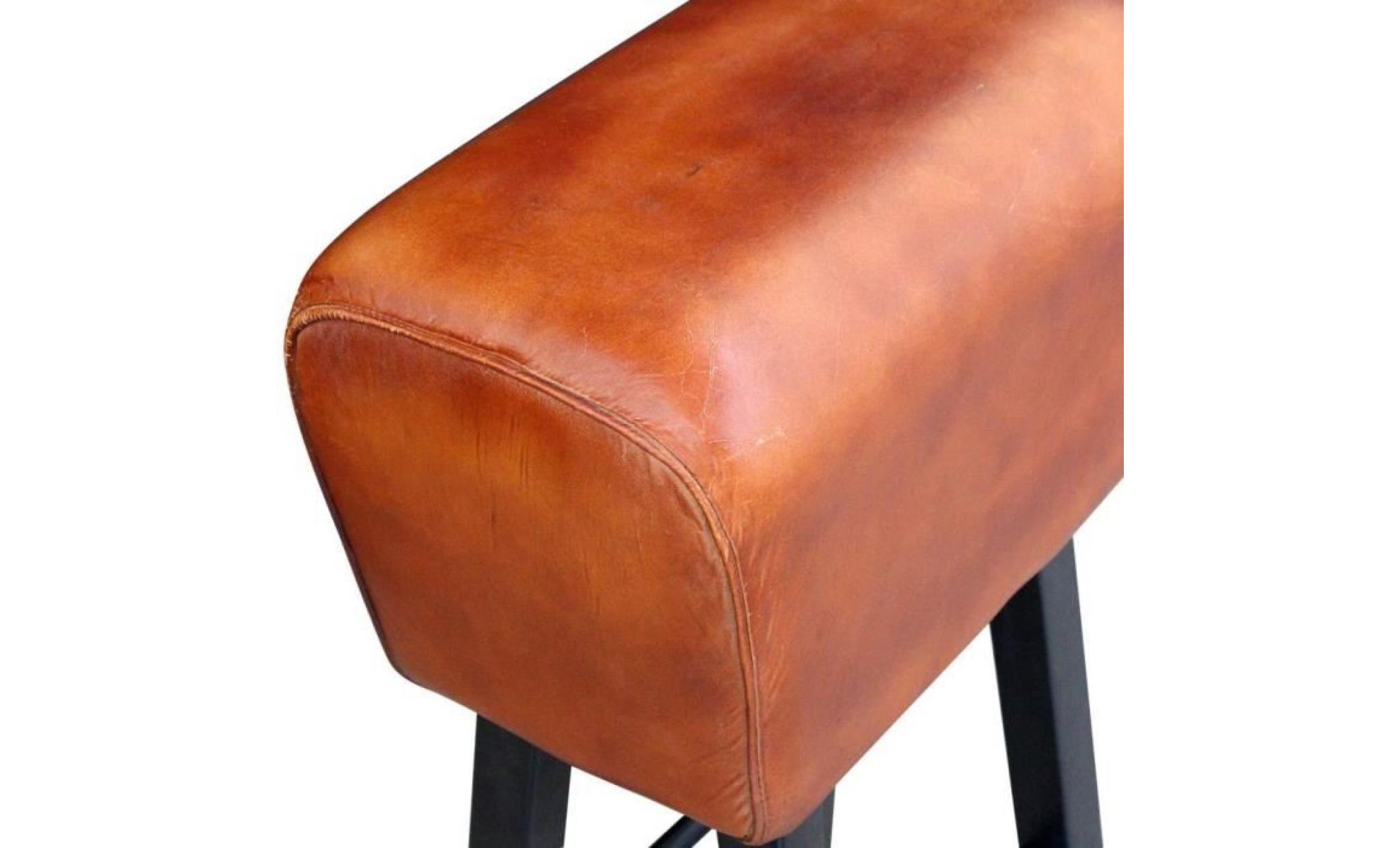chaise de bar tabouret de bar en cuir véritable marron pas cher