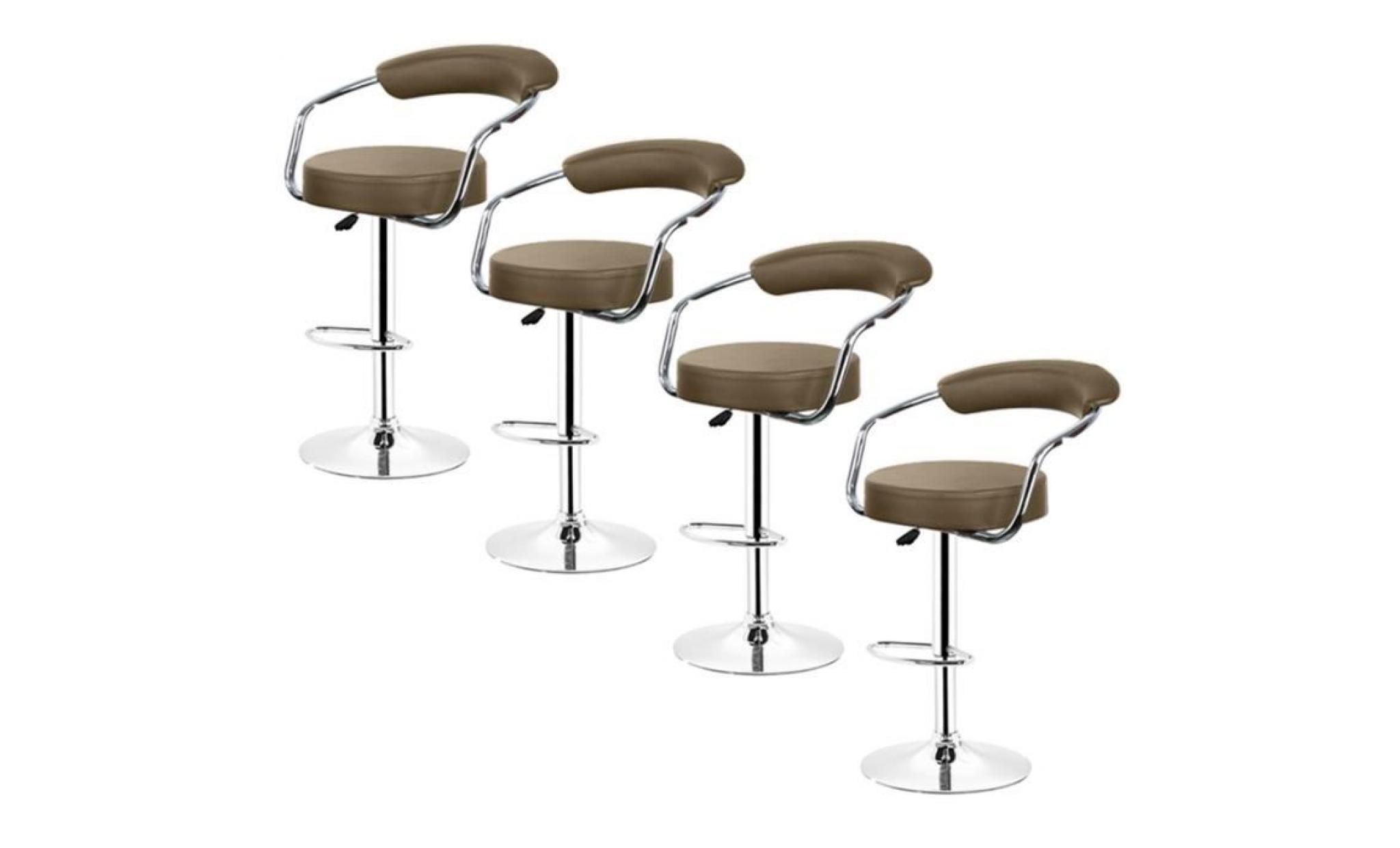 chaise de bar   tabourets de bar, pu brun pivotante ergonomique réglable lot de 4