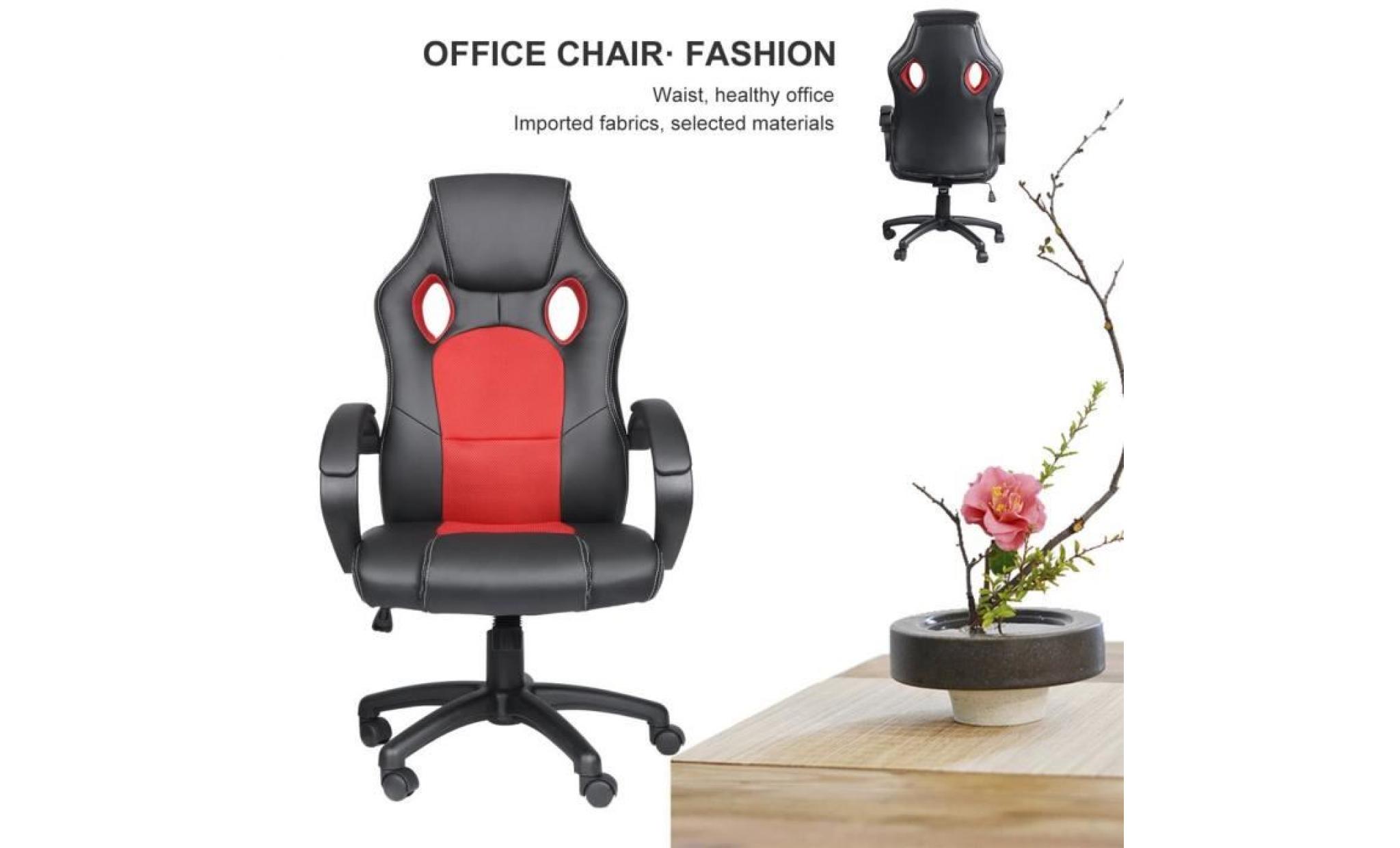 chaise de bureau 360 degrés rotation fauteuil de bureau gaming noir rouge