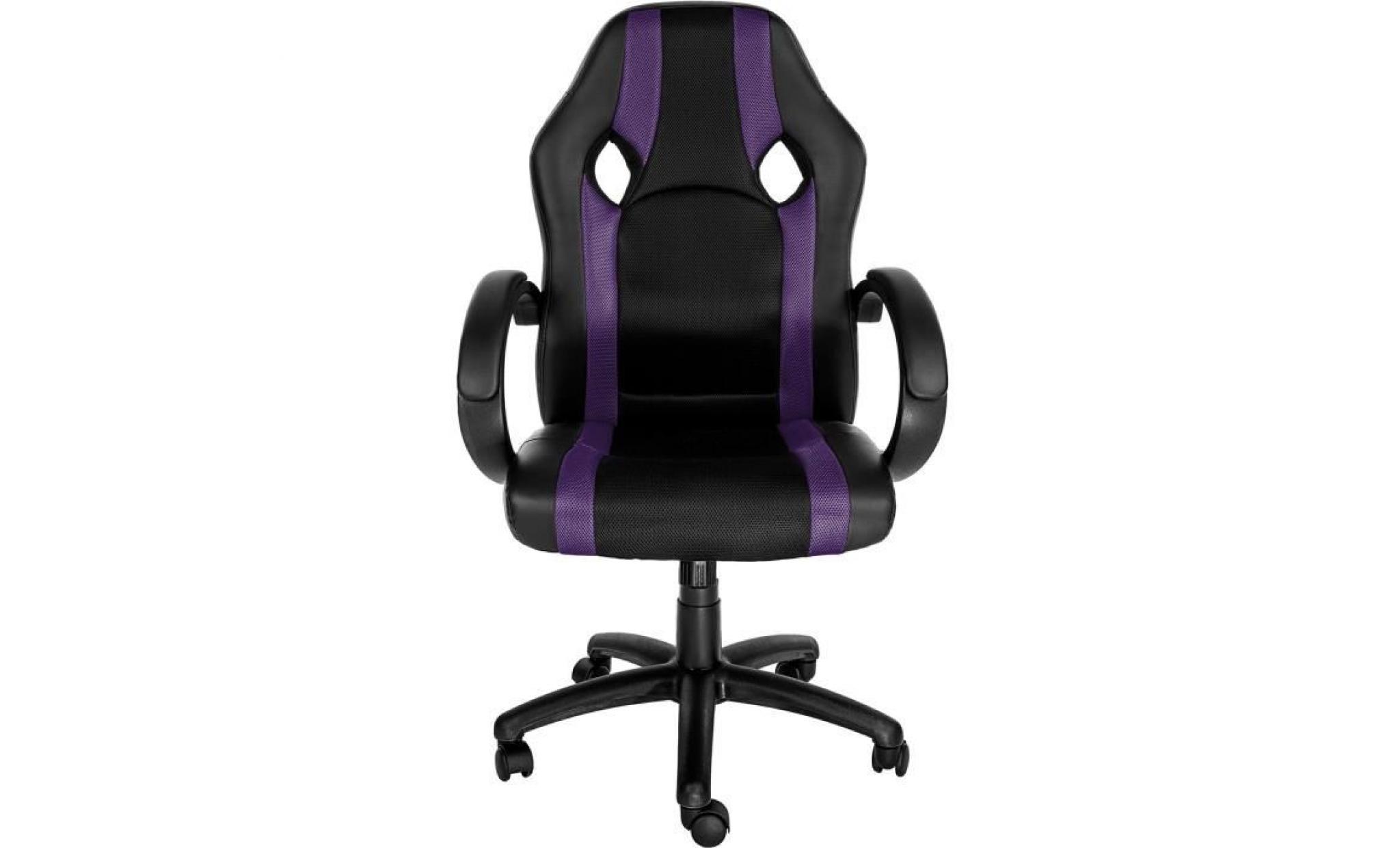 chaise de bureau, fauteuil de bureau racing sport ergonomique   hauteur réglable   inclinable pivotante noir violet tectake pas cher