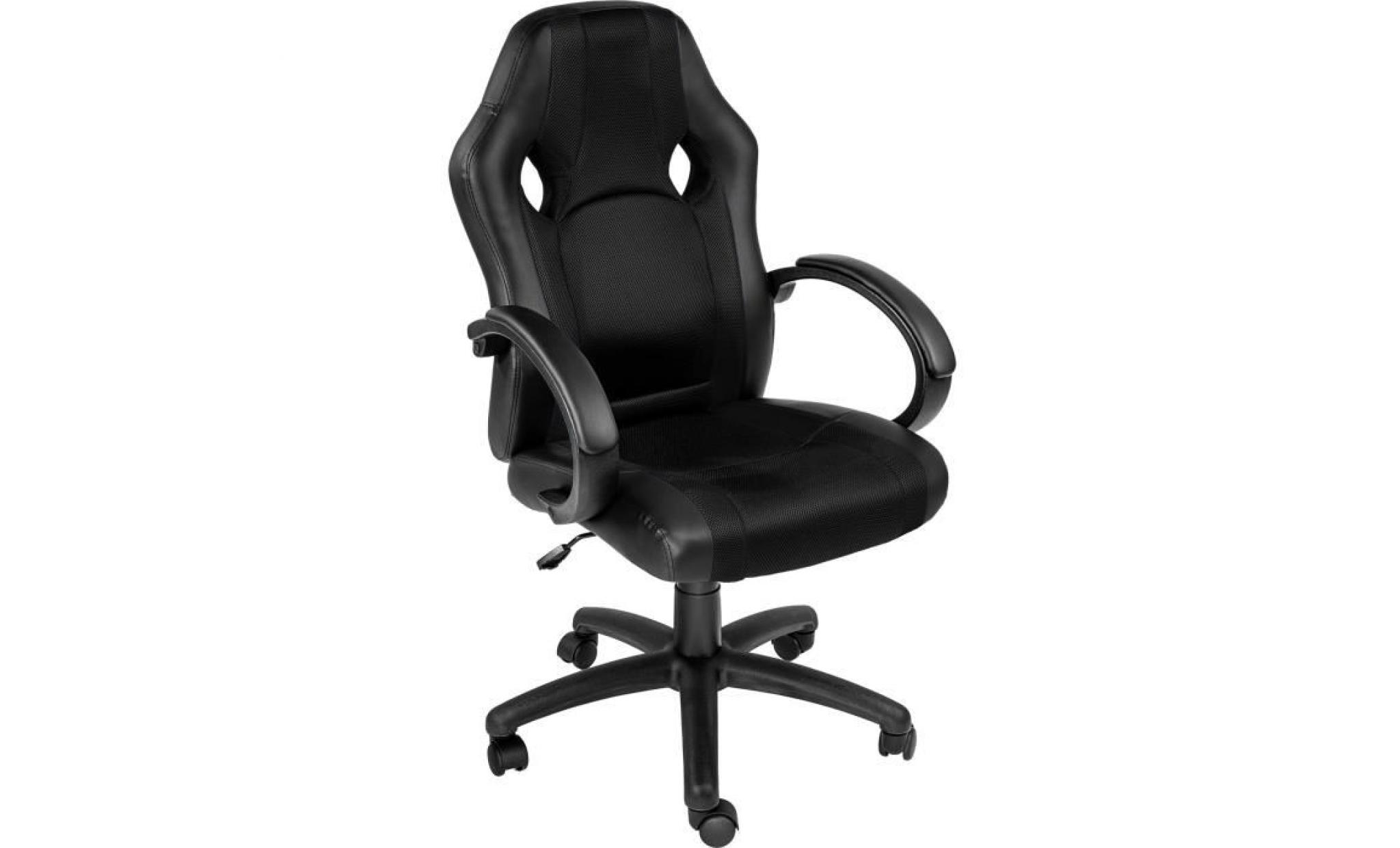 chaise de bureau, fauteuil de bureau racing sport ergonomique   hauteur réglable   inclinable pivotante noir tectake