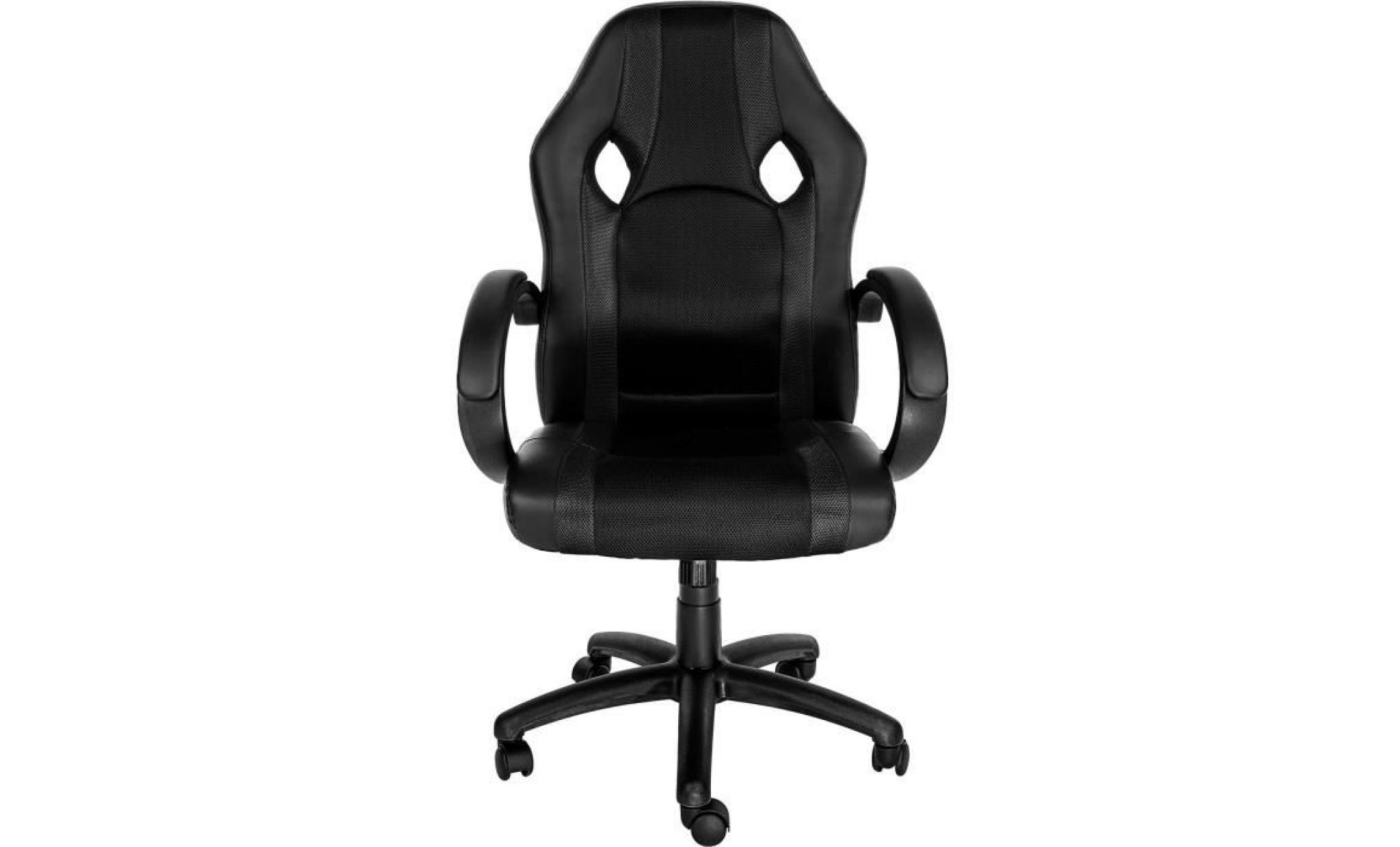 chaise de bureau, fauteuil de bureau racing sport ergonomique   hauteur réglable   inclinable pivotante noir tectake pas cher