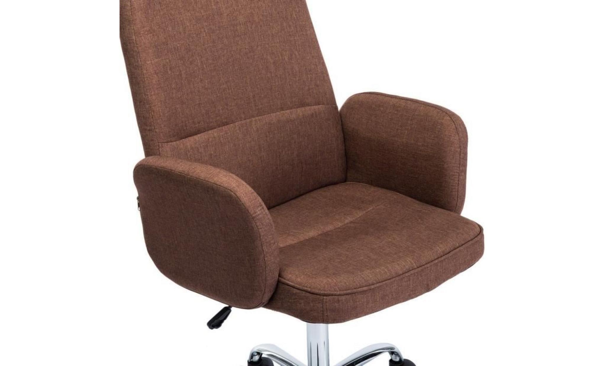 chaise de bureau à 5 roulettes style contemporain fauteuil gamer pivotant à 360 degrés hauteur réglable   marron pas cher