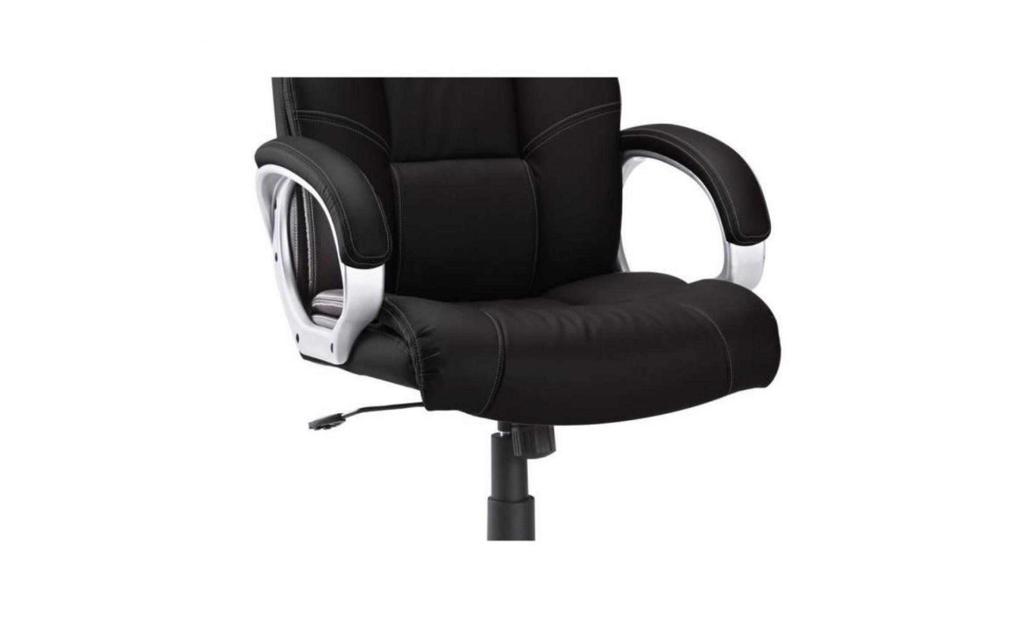 chaise de bureau à roulettes en pvc coloris noir pas cher