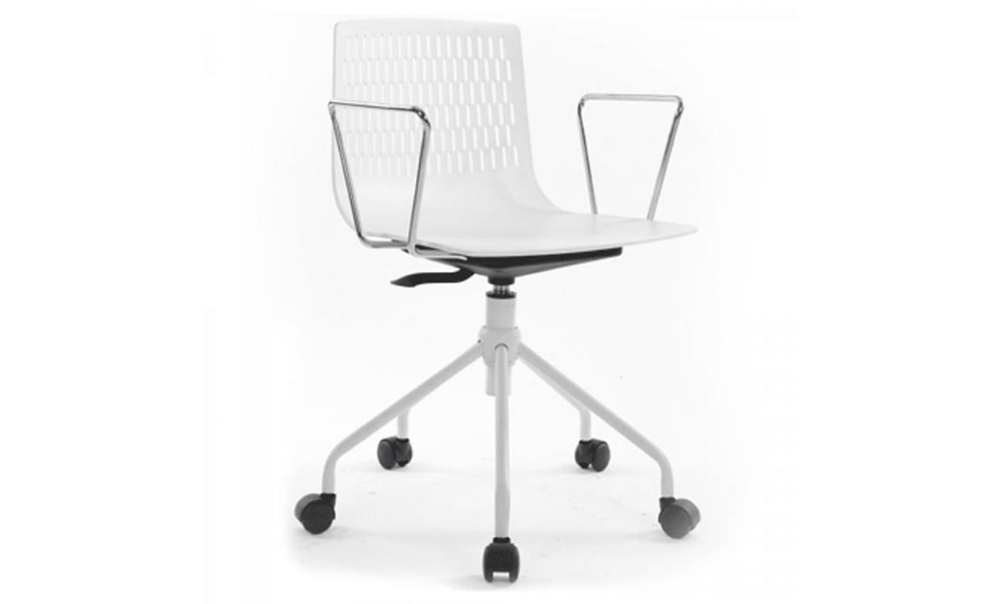 chaise de bureau en métal et abs blanc et noir avec 5 roulettes