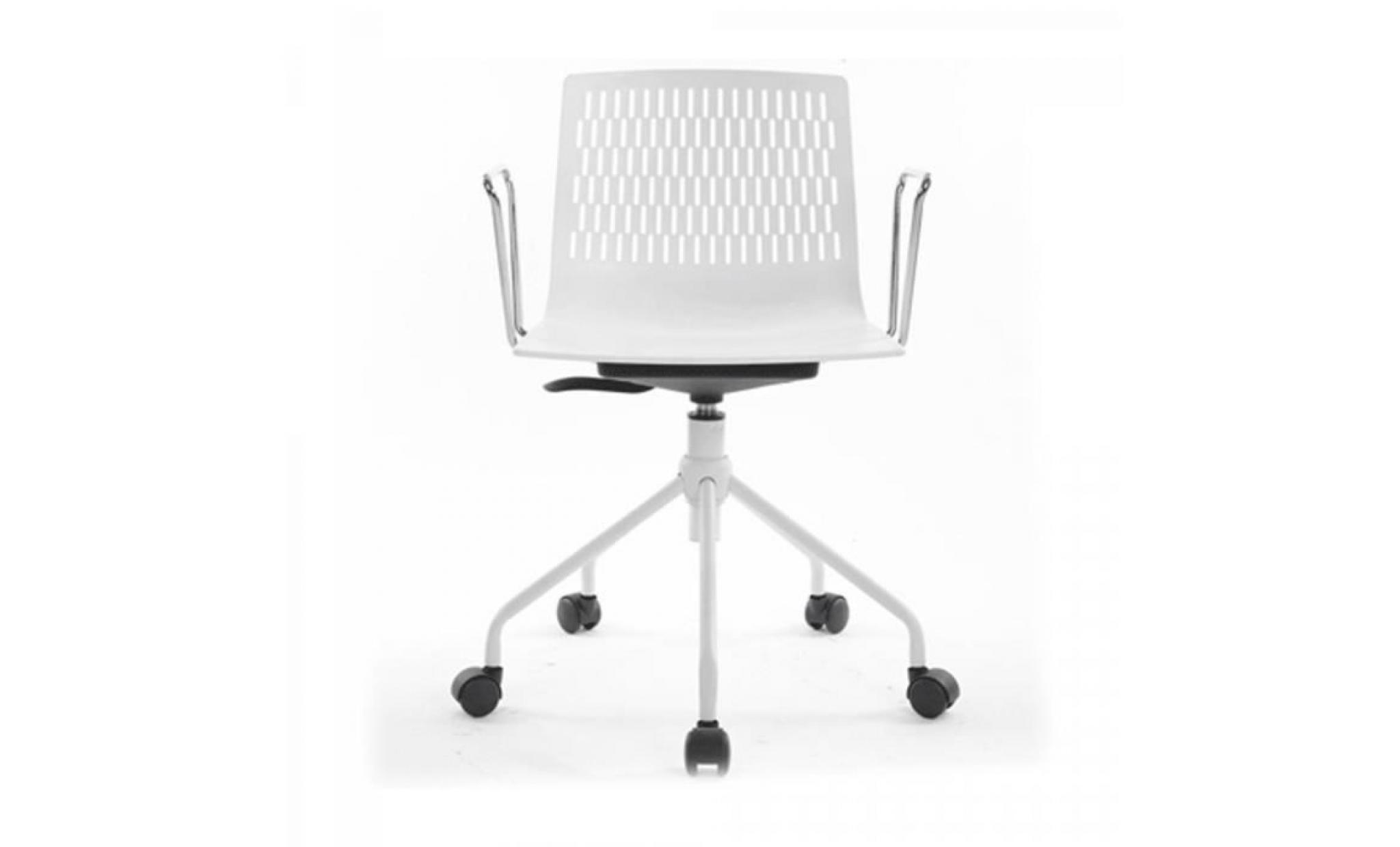 chaise de bureau en métal et abs blanc et noir avec 5 roulettes pas cher