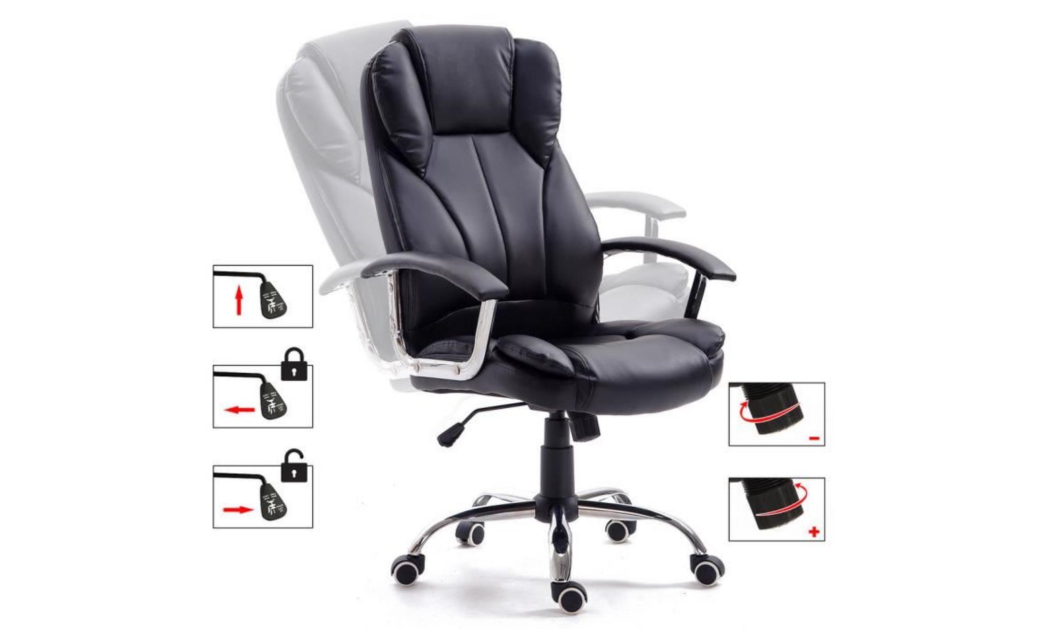 chaise de bureau avec siège grand dossier et fonction inclinaison chaise de bureau pivotante pour ordinateur de bureau, noir pas cher