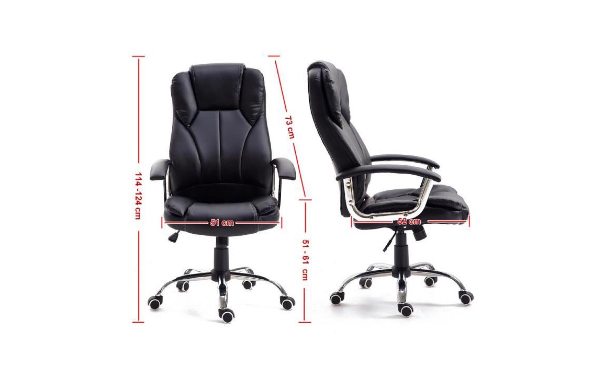 chaise de bureau avec siège grand dossier et fonction inclinaison chaise de bureau pivotante pour ordinateur de bureau, noir pas cher
