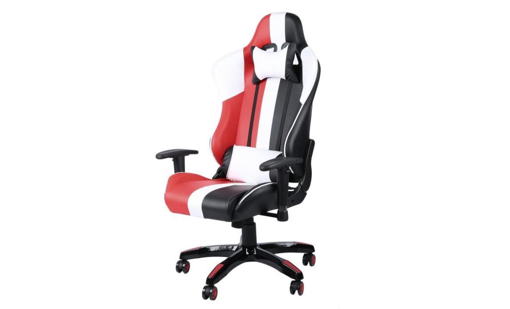 chaise de bureau chaise de jeu rotation ergonomique 360 degrés modern design rouge blanche et noire pas cher