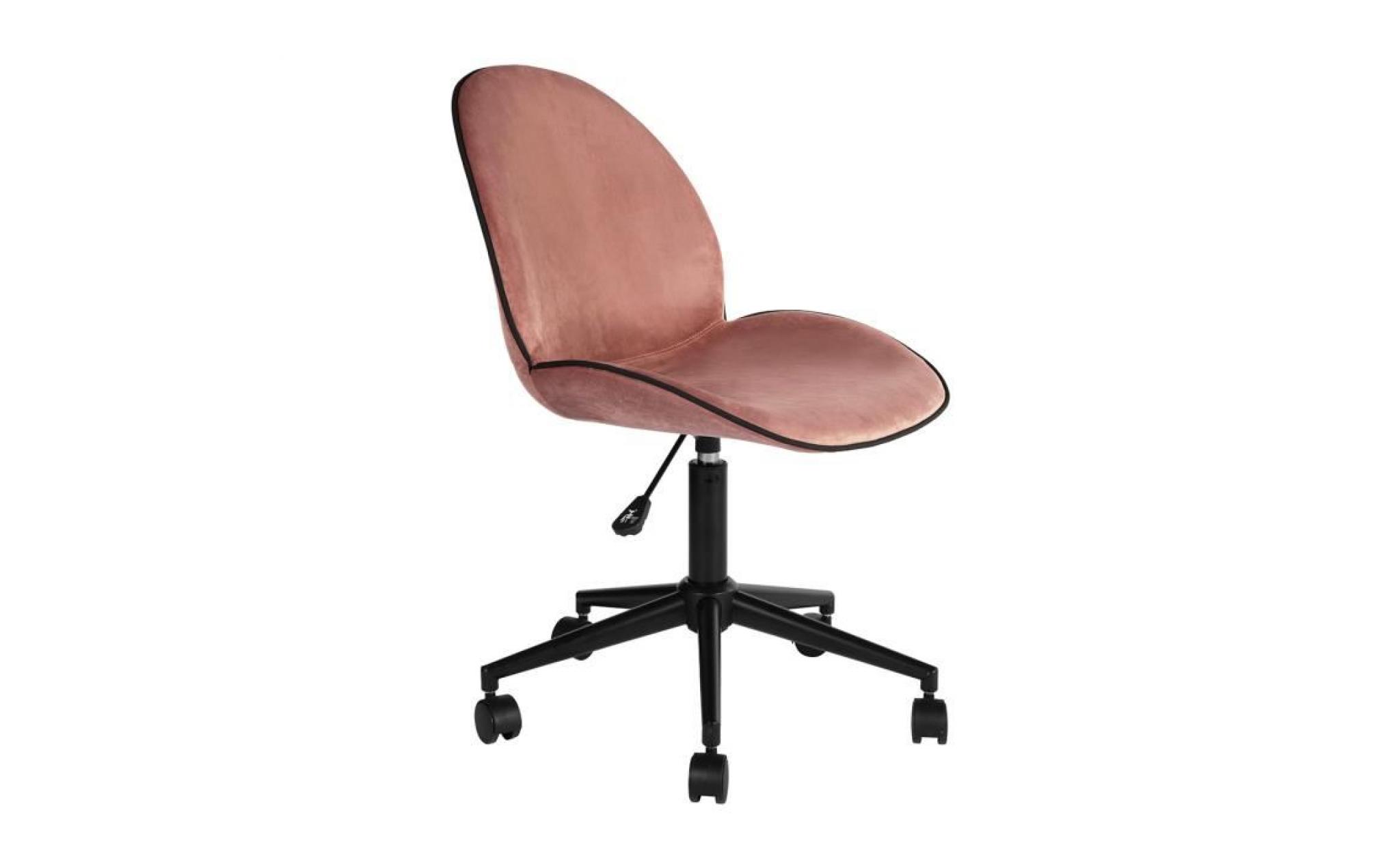 chaise de bureau   velours   hauteur réglable   rose